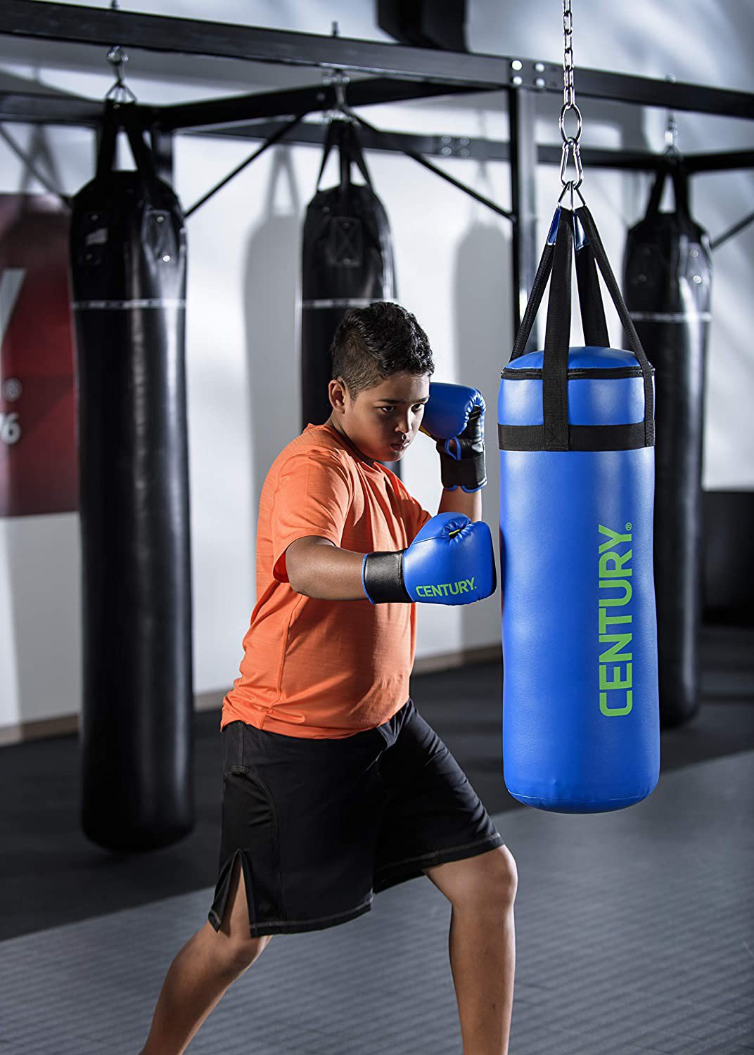 Century Youth Vinyl Heavy Bag and MMA Glove Set Academy