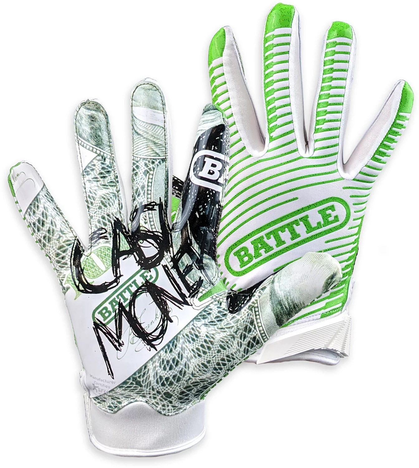 Battle Adults' Cash Money Football Gloves Academy