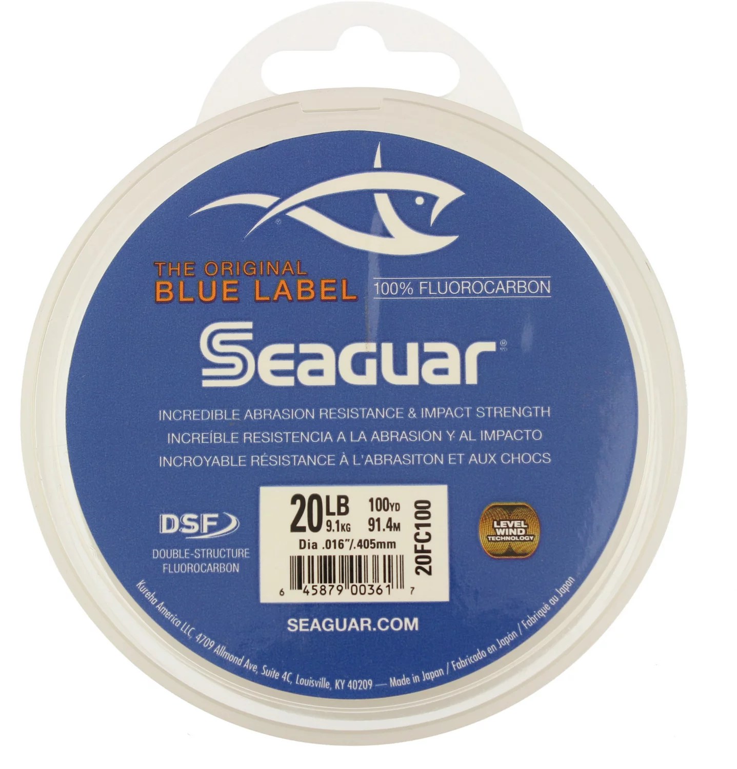Seaguar SW BlueLabel 20 lb 100 yd Fluorocarbon Lead Fishing Line Academy