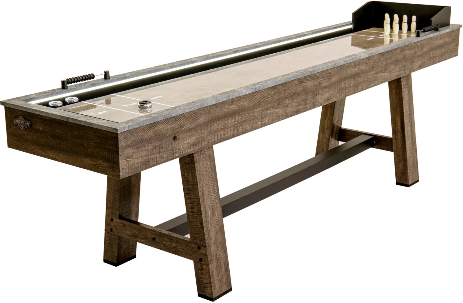 Austin Collection 9’ LED Prelit Shuffleboard Table Academy