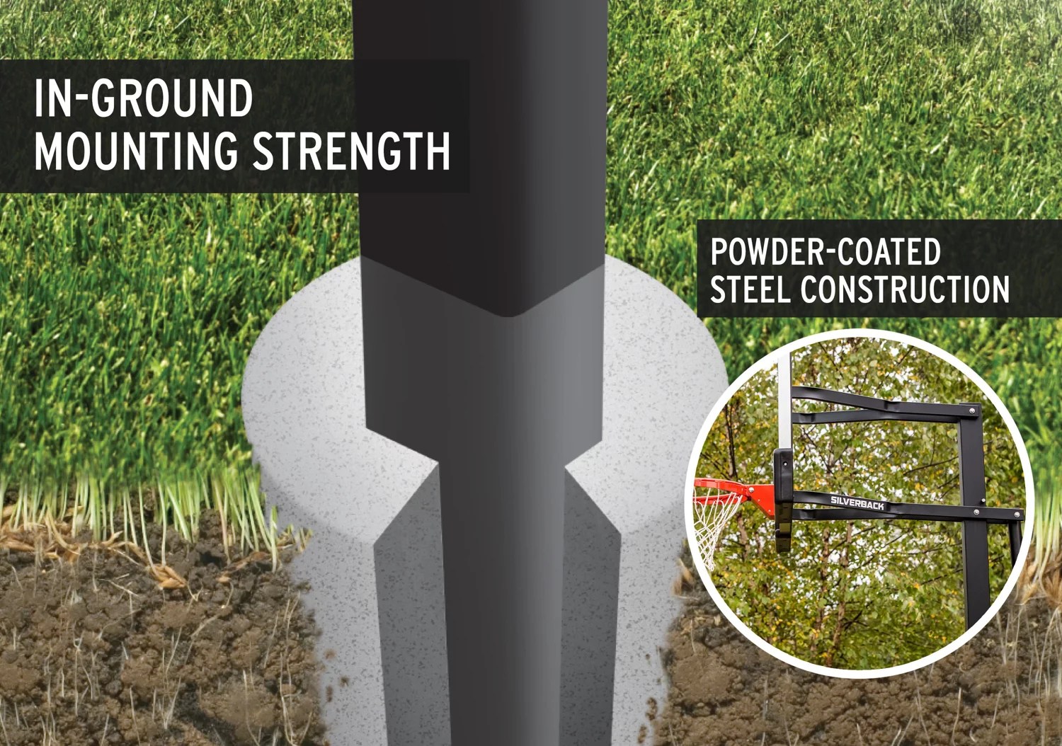 Silverback 54 in Inground TemperedGlass Basketball Hoop Academy