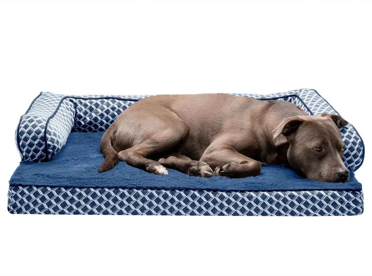 FurHaven Plush Decor Comfy Couch Orthopedic Large Sofa Pet Bed Academy