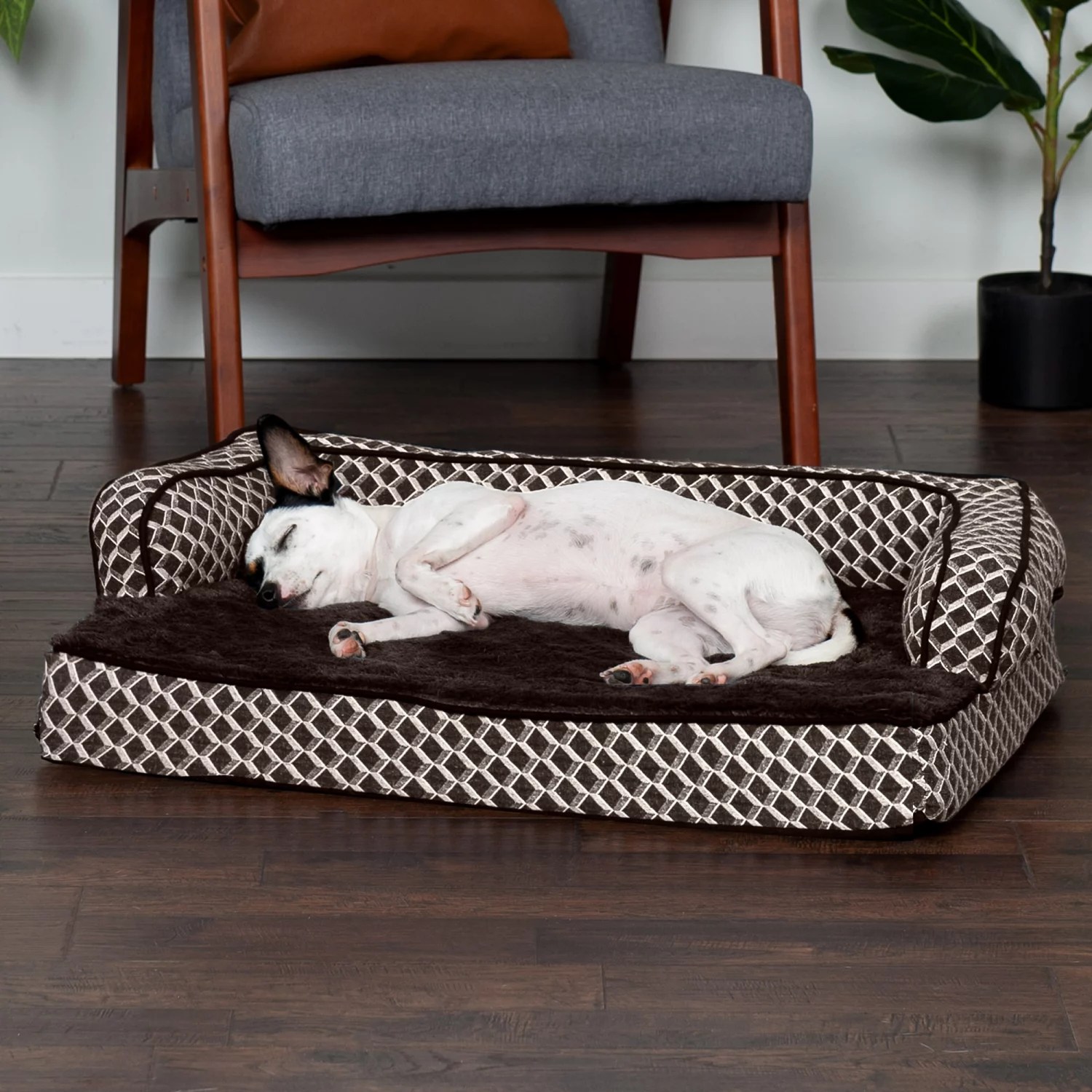 FurHaven Plush Decor Comfy Couch Orthopedic Medium Sofa Pet Bed Academy