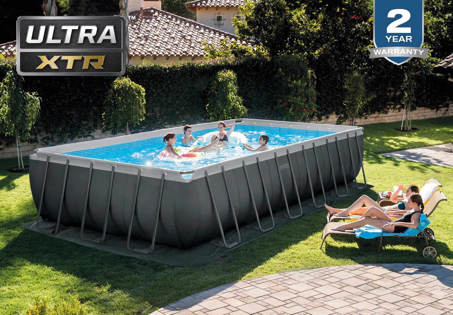 INTEX Ultra XTR 24 ft x 12 ft x 52 in Rectangular Metal Frame Pool Set