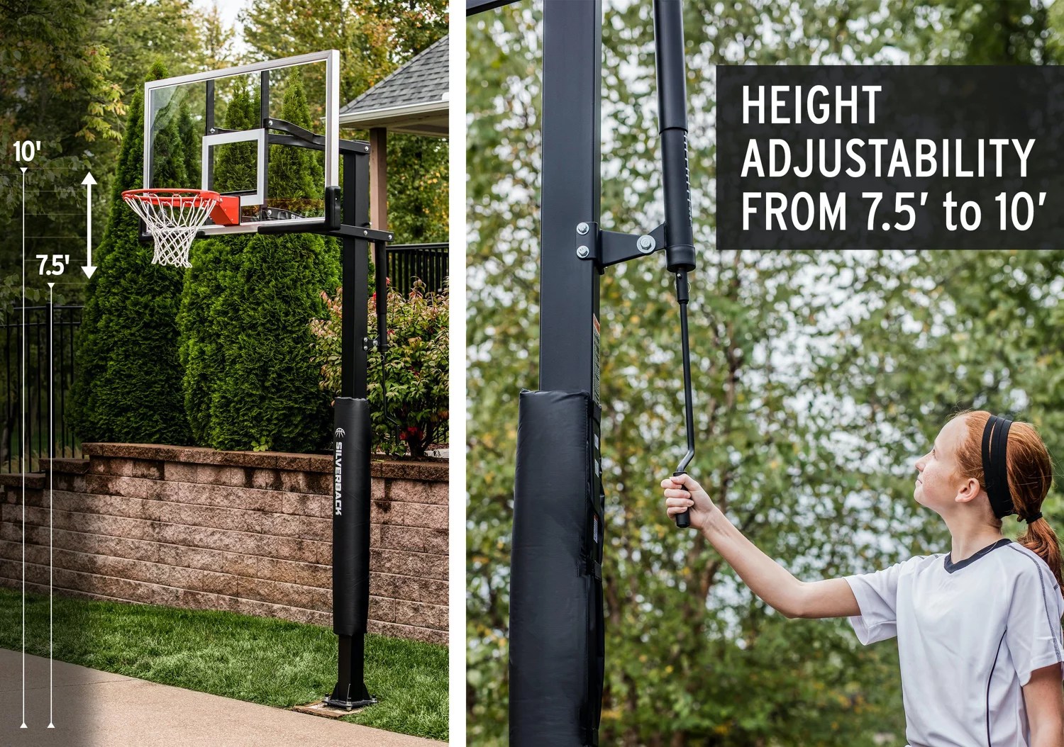 Silverback 60 in Inground TemperedGlass Basketball Hoop Academy
