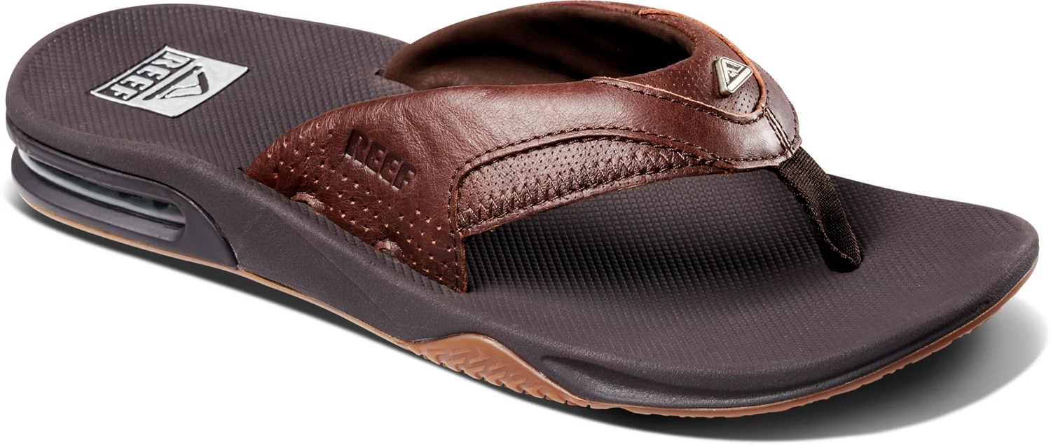Reef Men's Leather Fanning Lux Flip Flops Academy