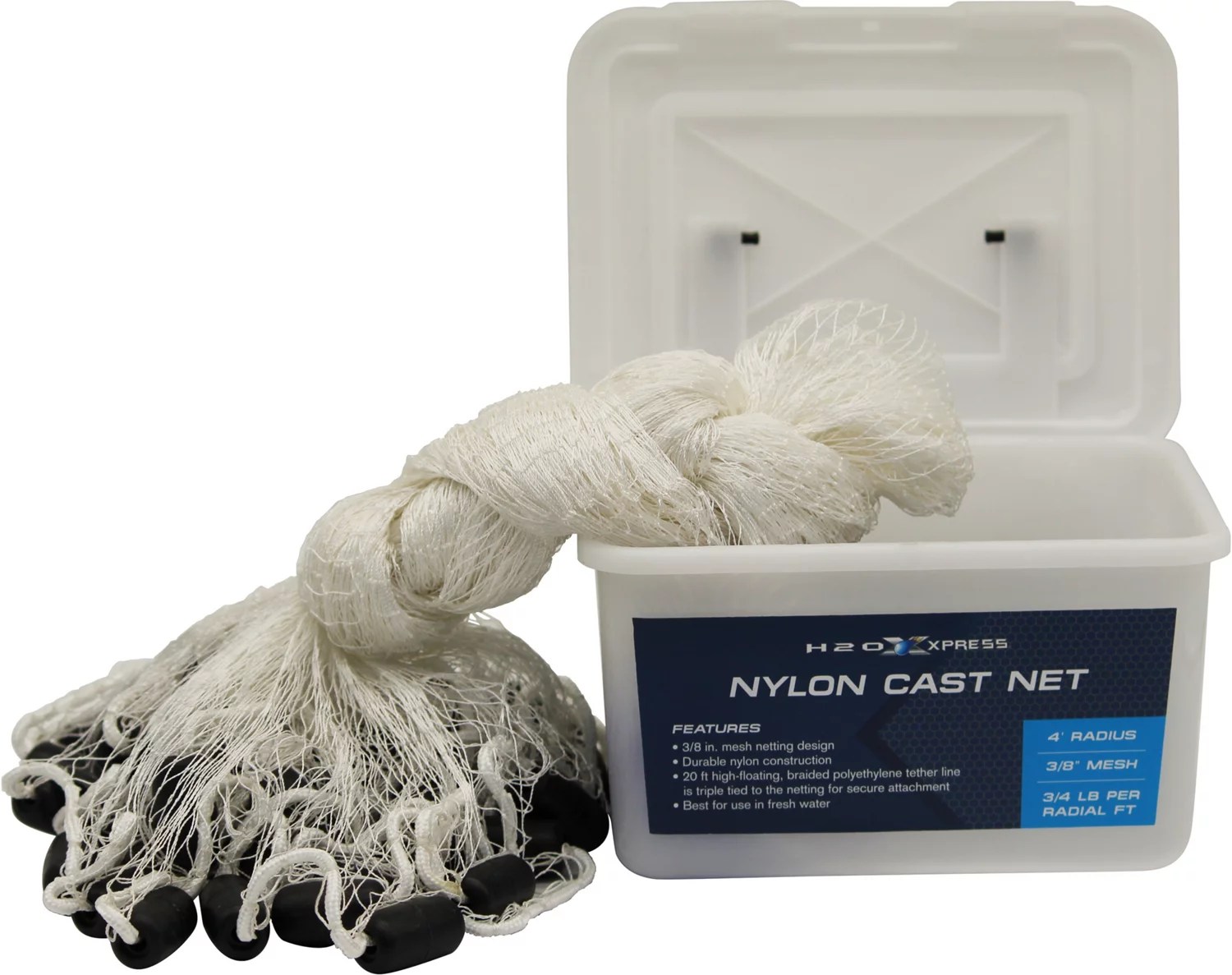 H2O XPRESS 4 ft 3/4 lb Nylon Cast Net Academy