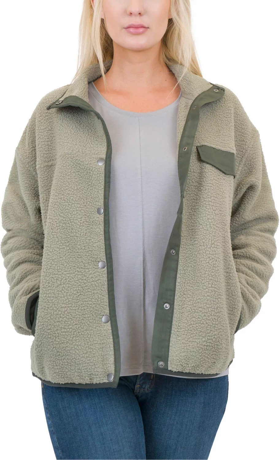 Mountain and Isles Women's Ultra Warm Sherpa Fleece Shirt Jacket Academy