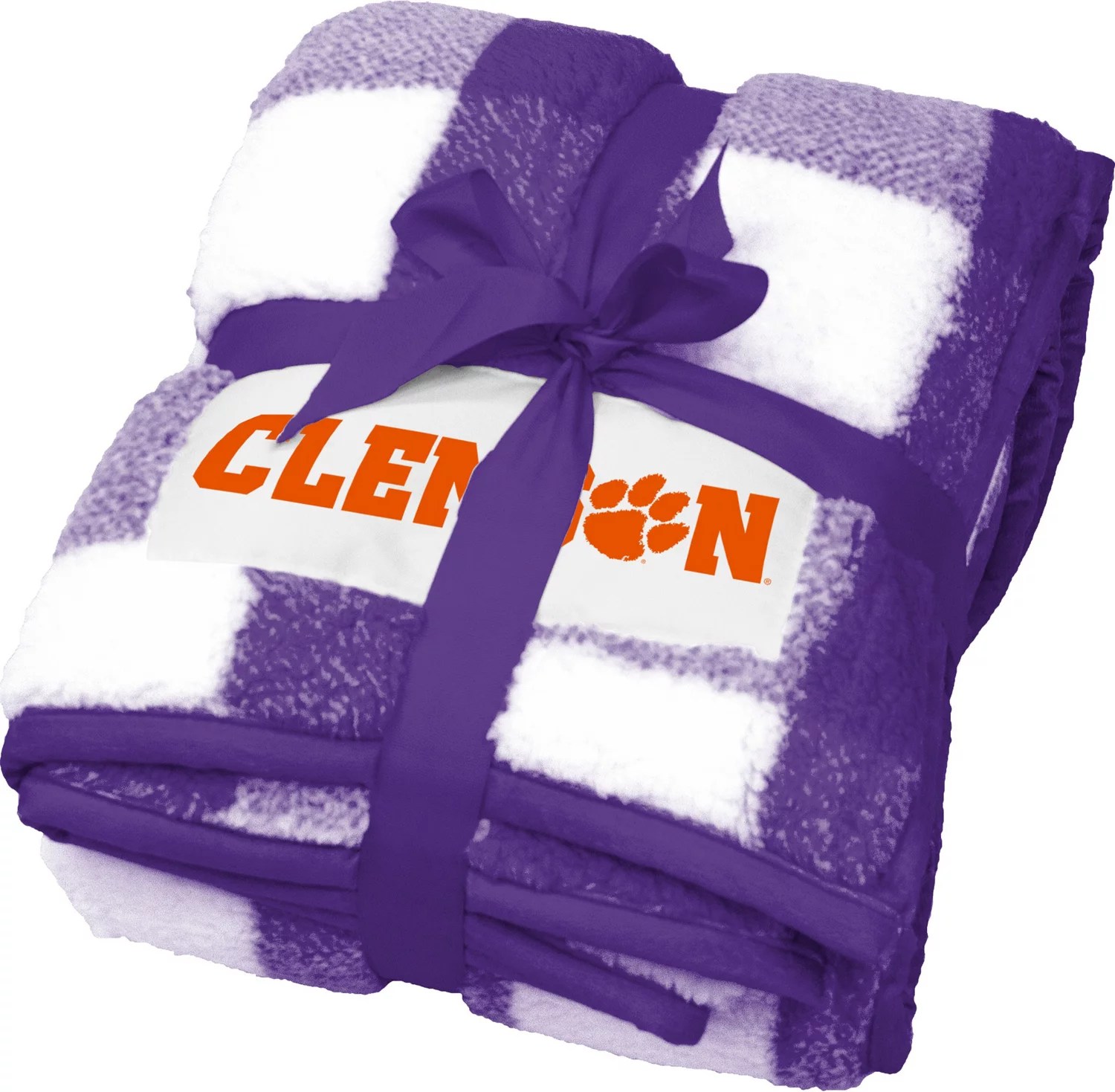 Logo Clemson University Buffalo Check Frosty Fleece Blanket Academy