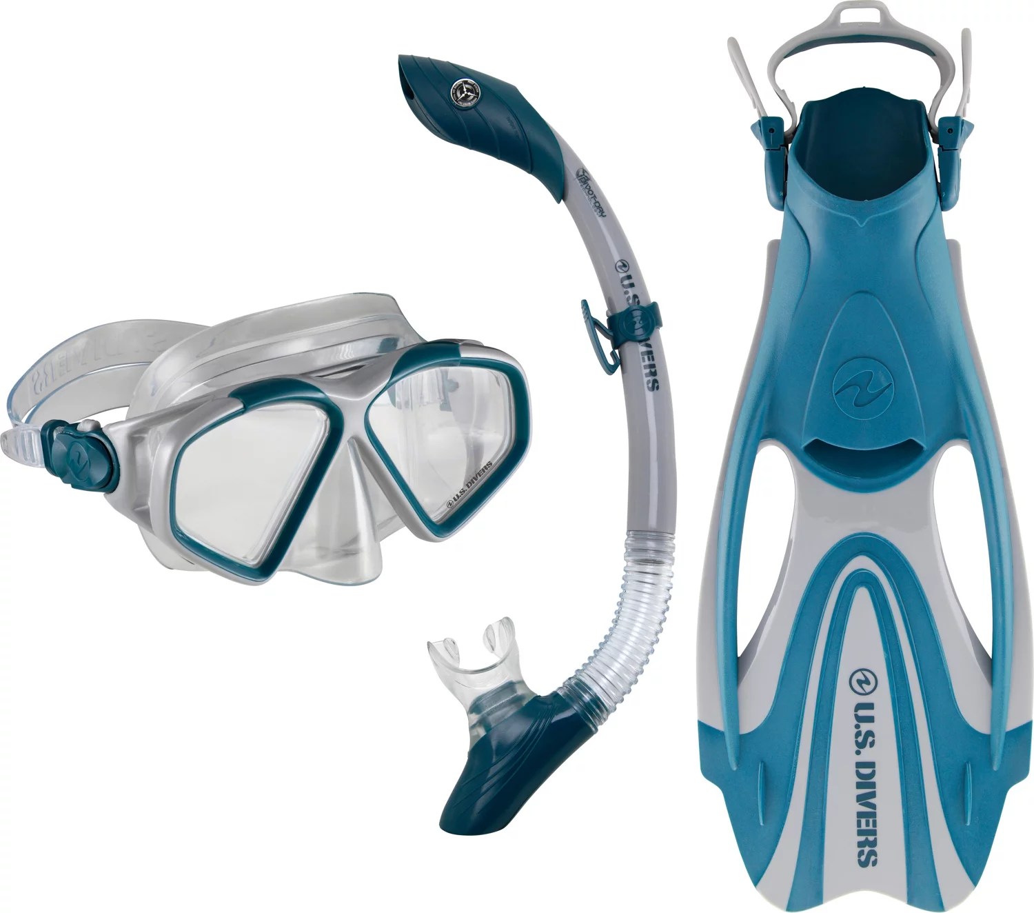 U.S. Divers Adults' Cozumel Fin, Snorkel and Mask Set Academy