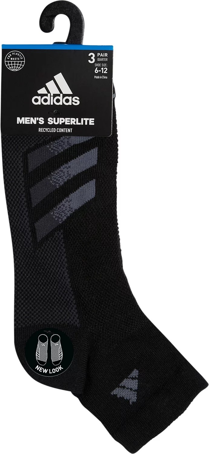 adidas Men's Superlite Stripe III Quarter Socks 3Pack Academy