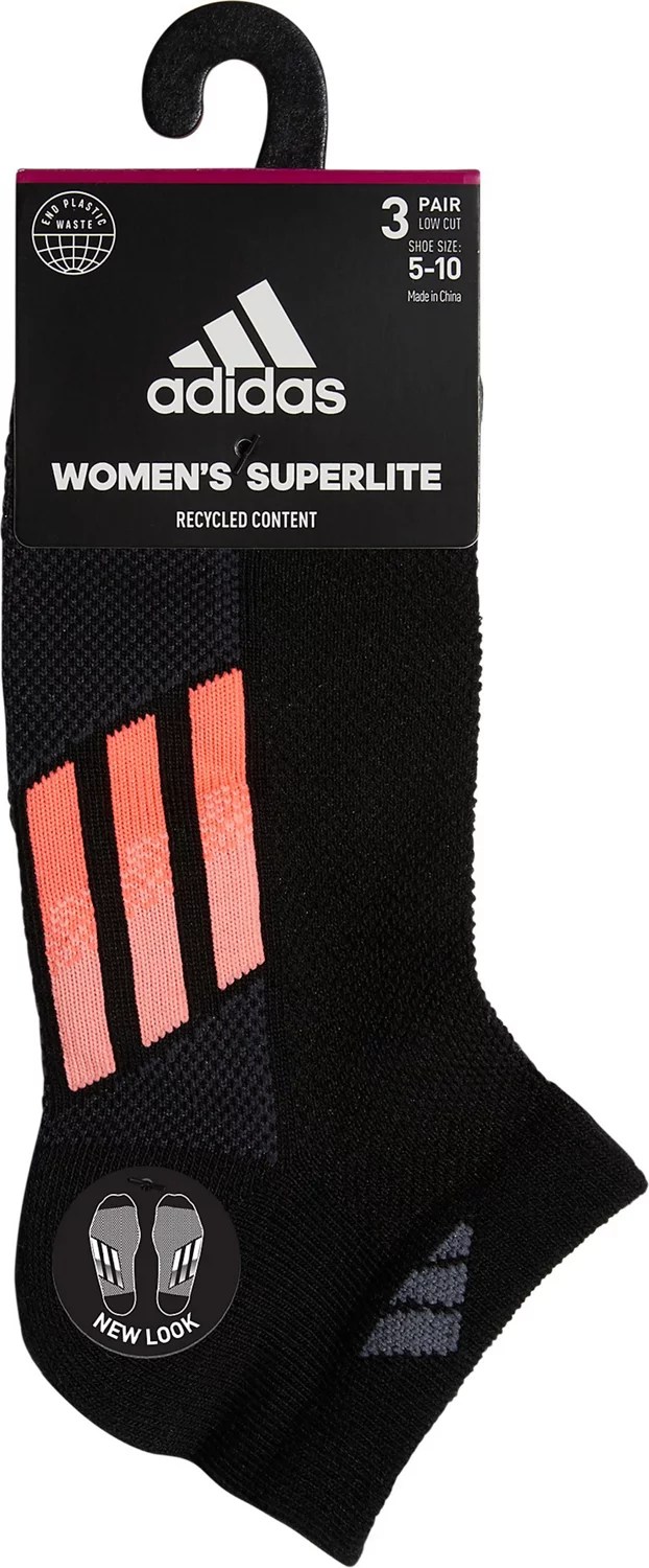 adidas Women's Superlite Stripe III Low Cut Socks 3Pack Academy