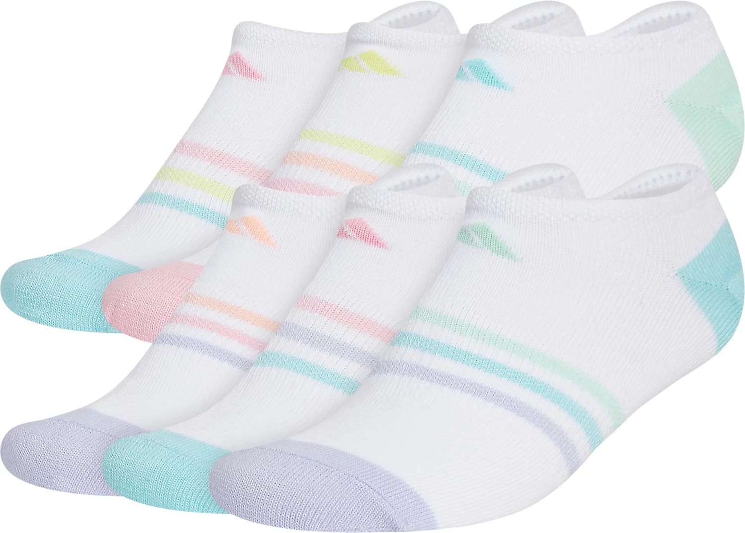 adidas Girls' Superlite NoShow Socks 6Pack Academy
