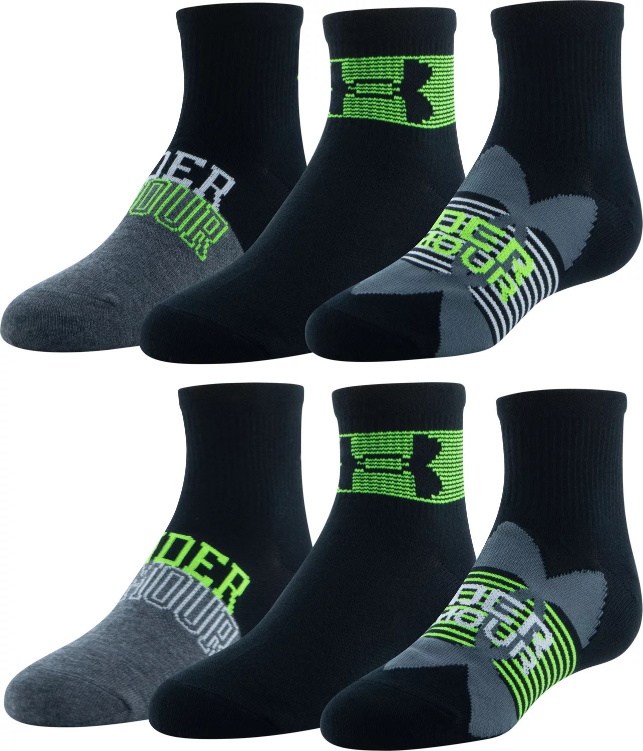Under Armour Youth Essential Quarter Socks 6Pack Academy