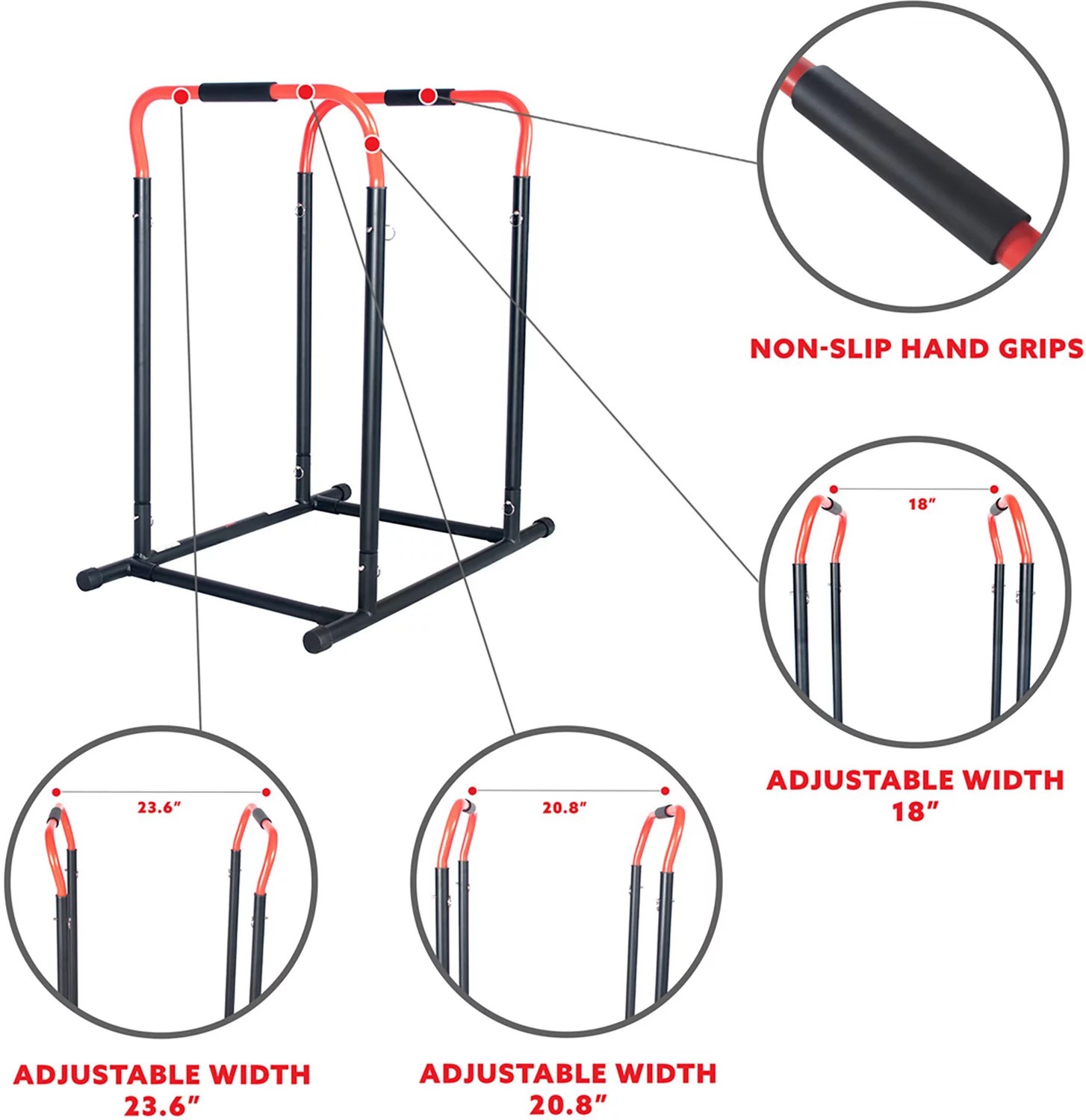 Sunny Health & Fitness Adjustable Dip Stand Station Academy