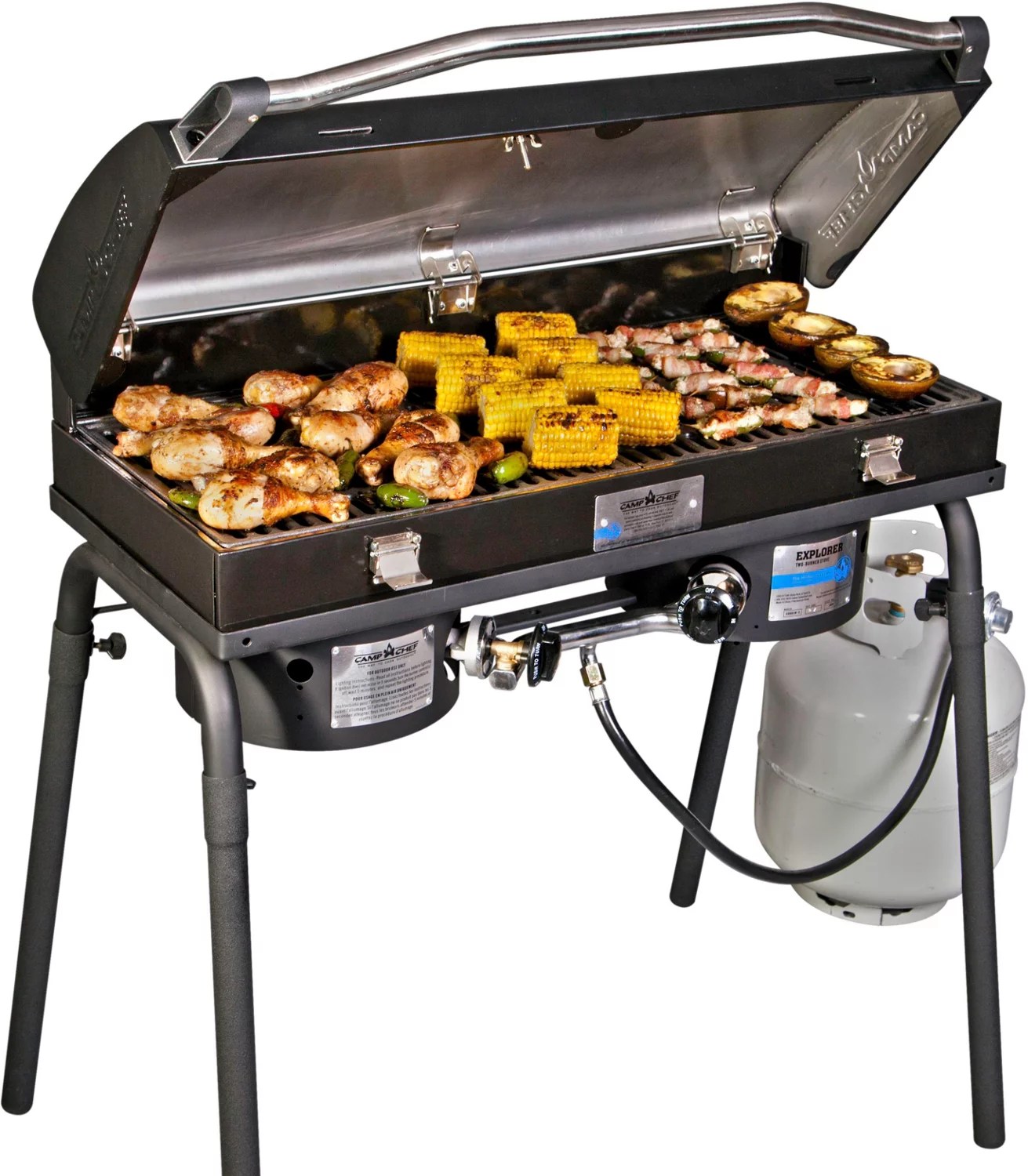 Camp Chef Deluxe BBQ Double Burner Grill Box Academy