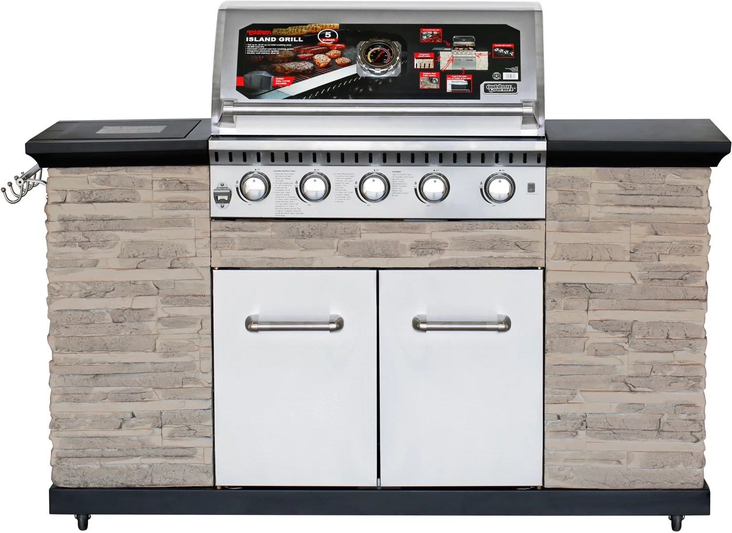 Outdoor Gourmet 5Burner Cut Stone Island Grill Academy