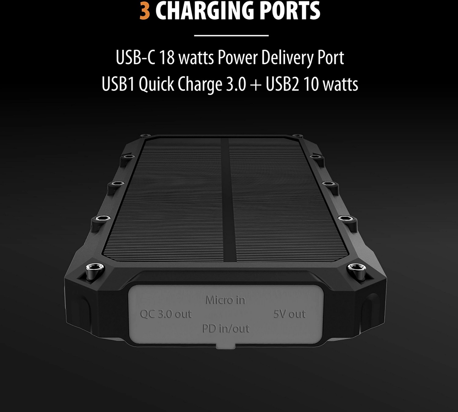 Tough Tested ROC 10,000 mAh Wireless Solar Power Bank Academy