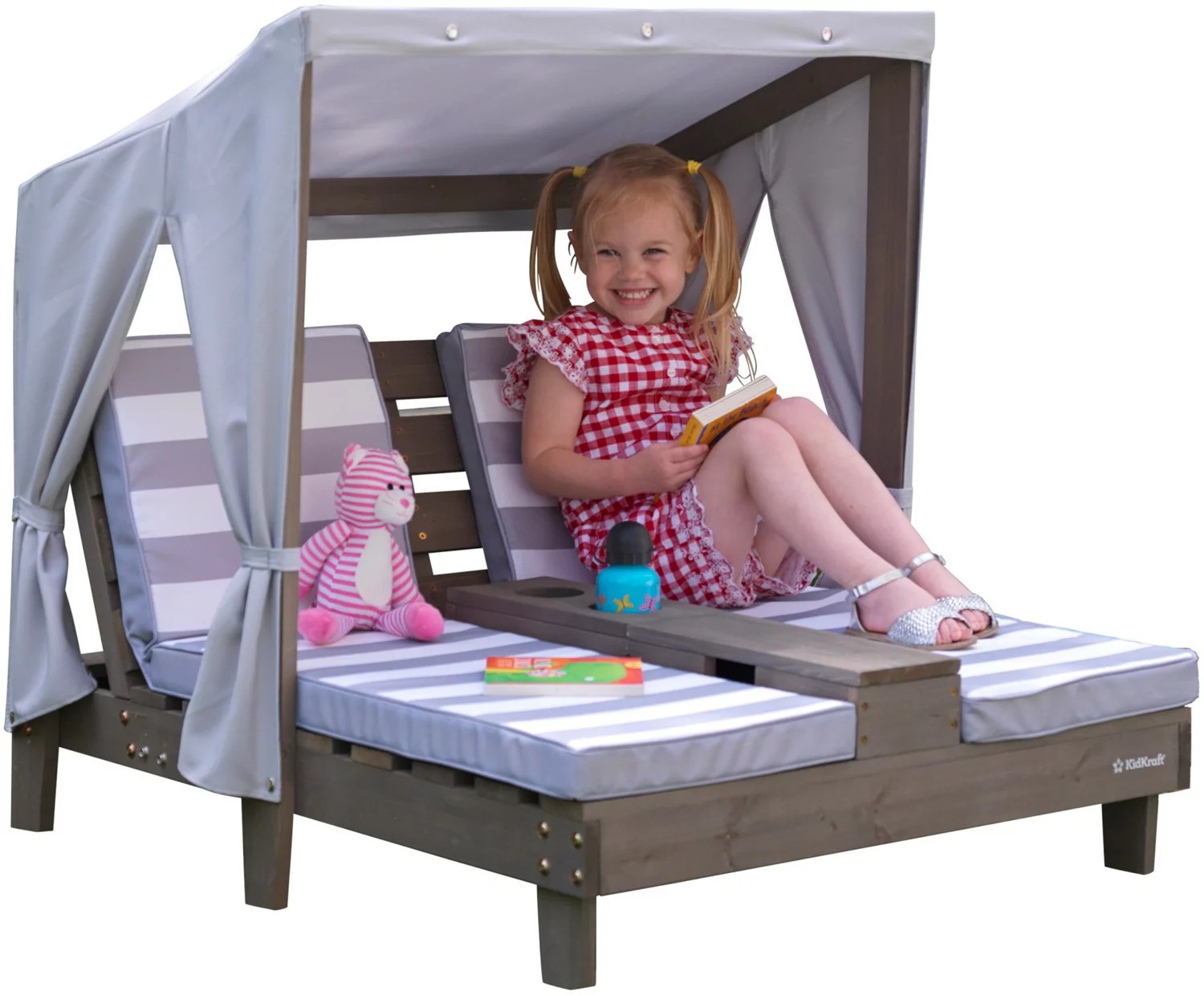 KidKraft Double Chaise Lounge with Cup Holders Academy