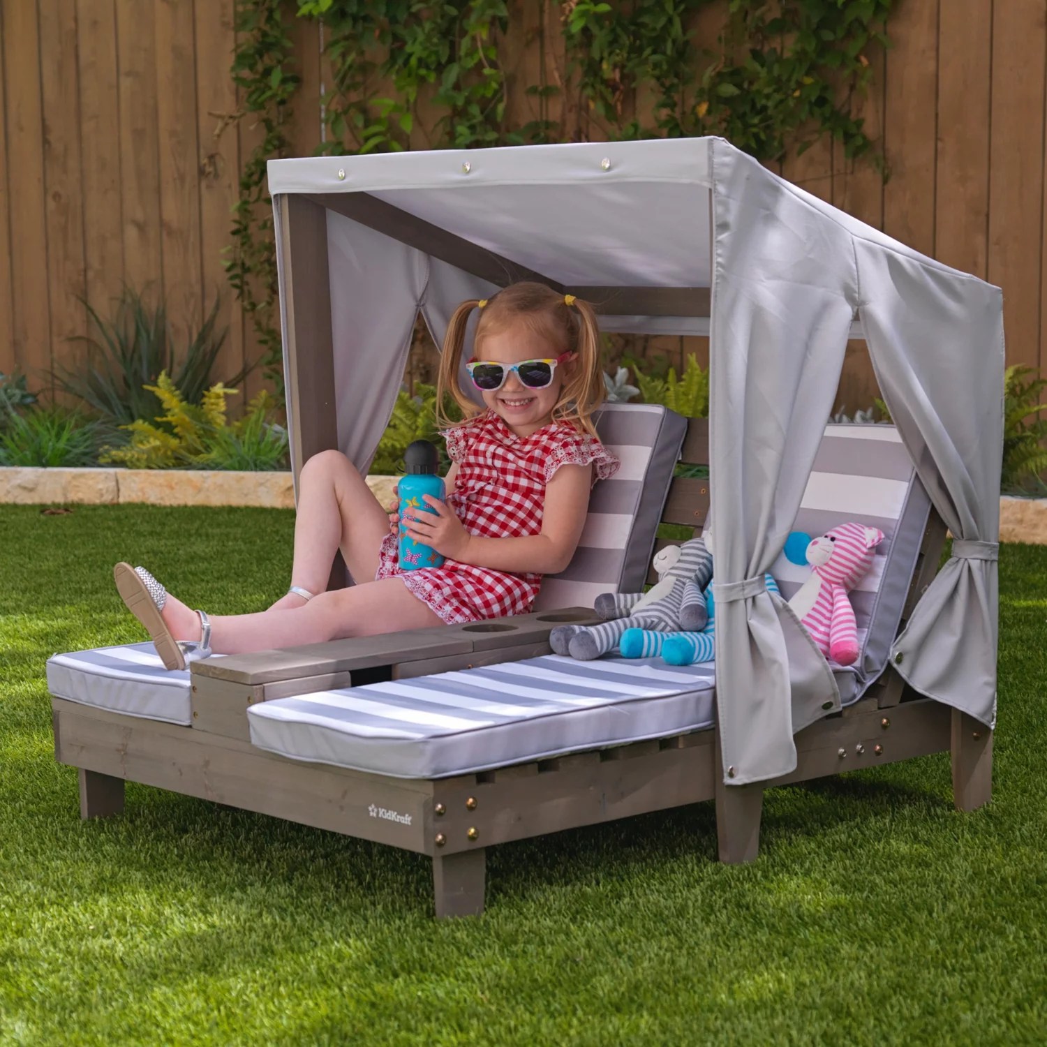 KidKraft Double Chaise Lounge with Cup Holders Academy