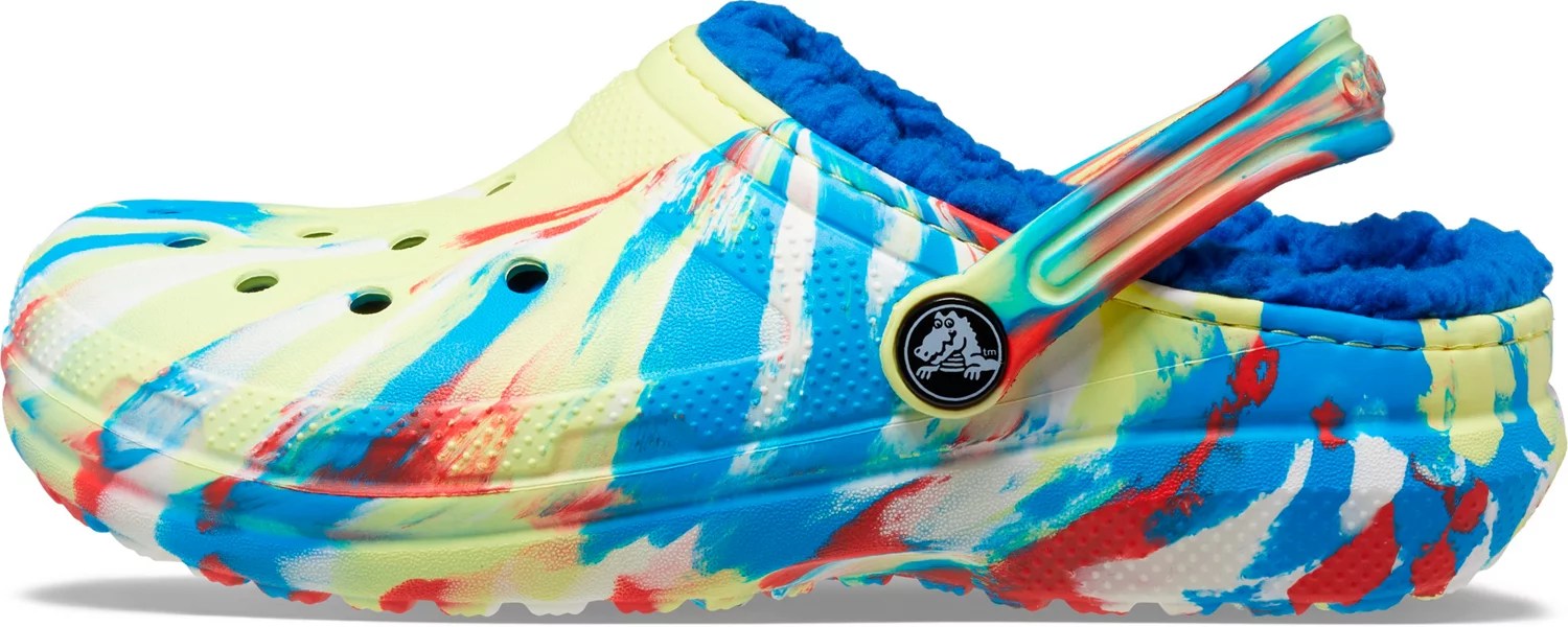 Crocs Kids' Classic FuzzLined Marble Clogs Academy