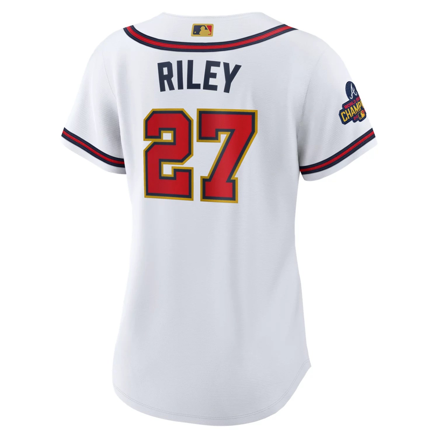 Nike Women's Atlanta Braves Austin Riley 27 Gold Replica Jersey Academy