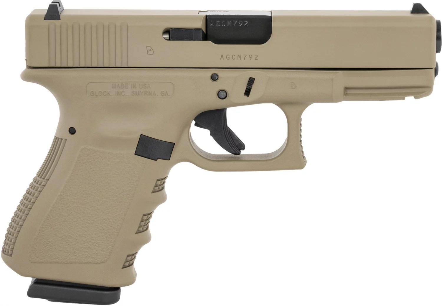 GLOCK 19 G19 Gen3 9mm Compact FDE SafeAction Pistol Academy
