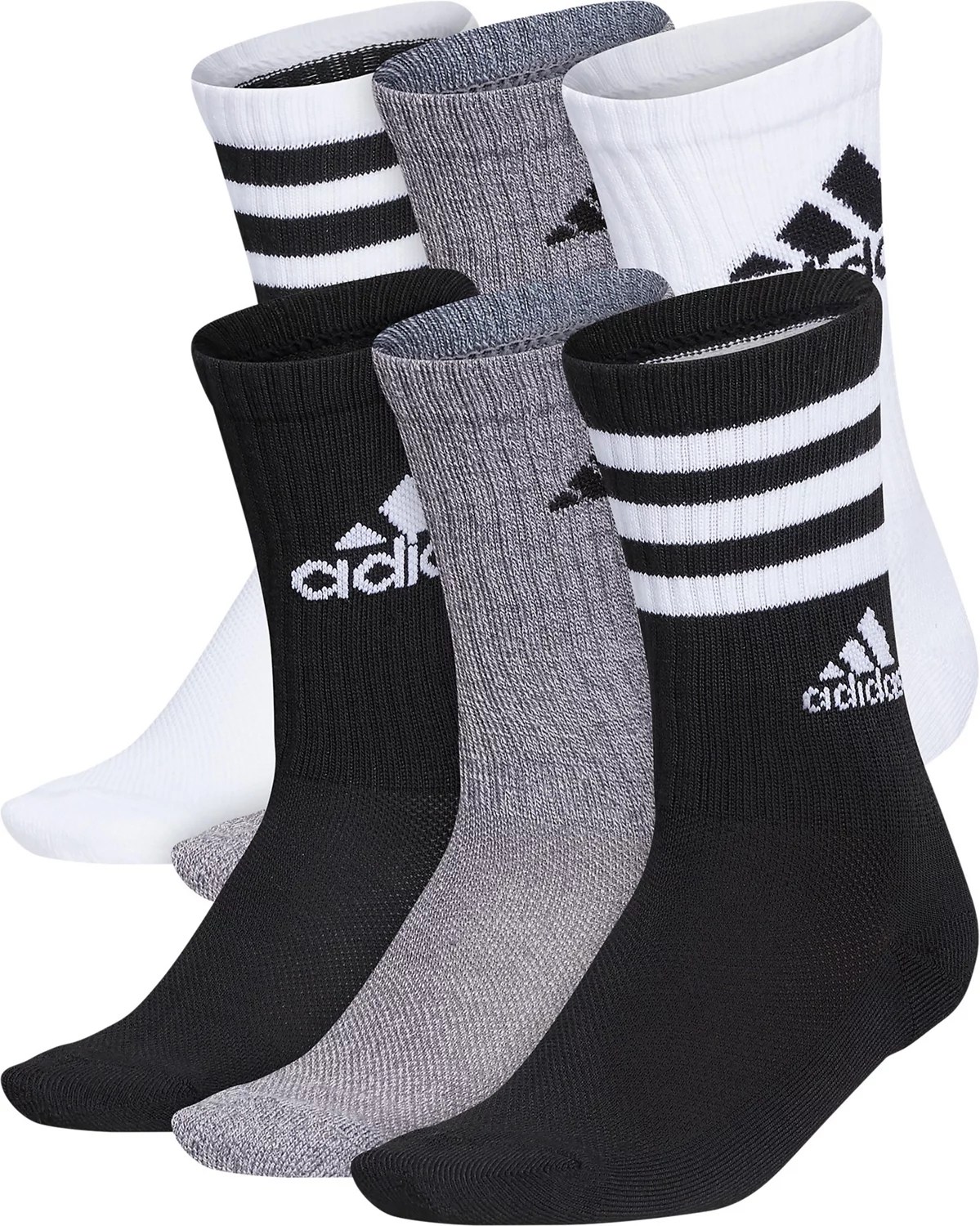 adidas Youth Cushion Mixed Crew Socks 6 Pack Academy