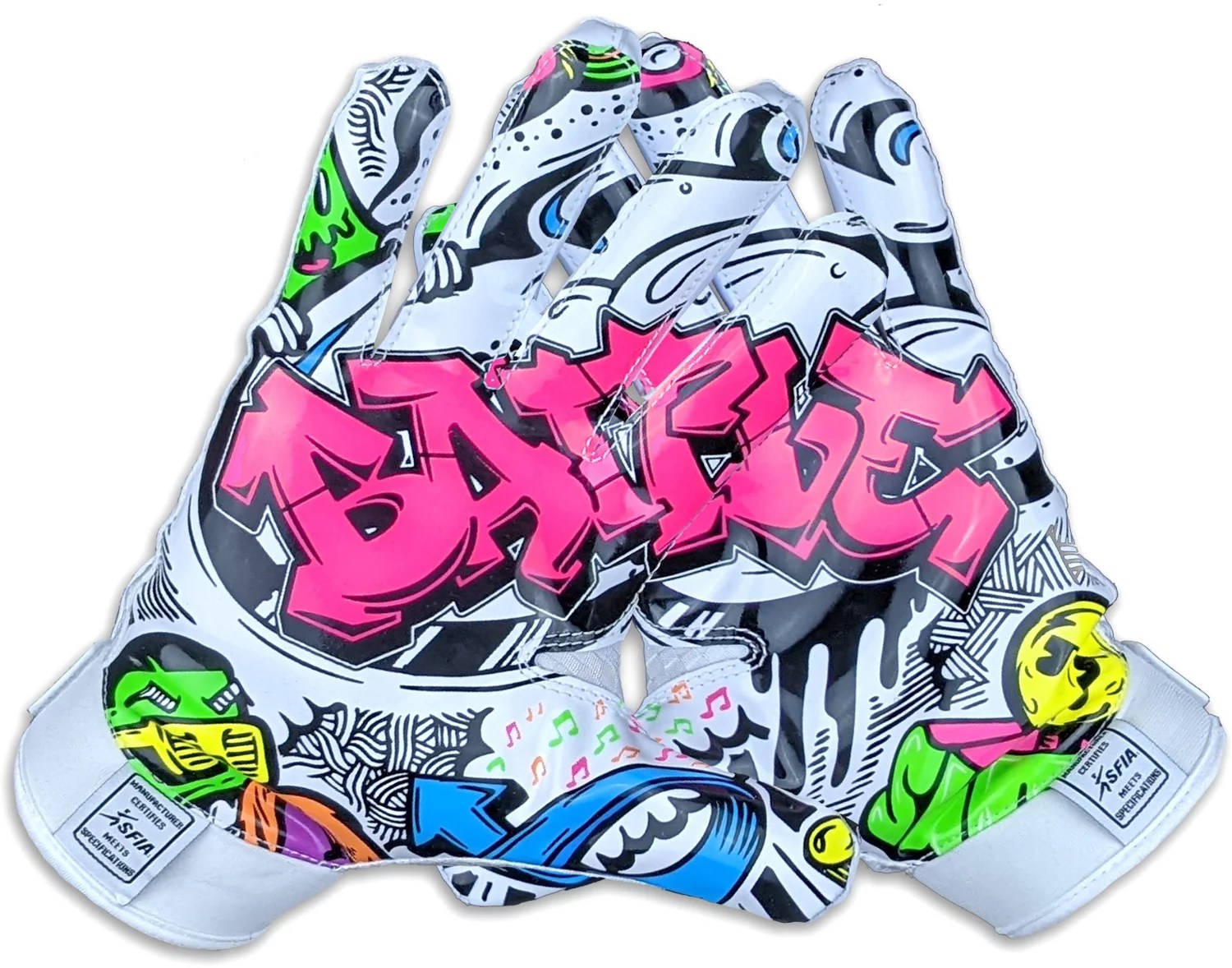Battle Adults' Triple Threat Graffiti Football Gloves Academy