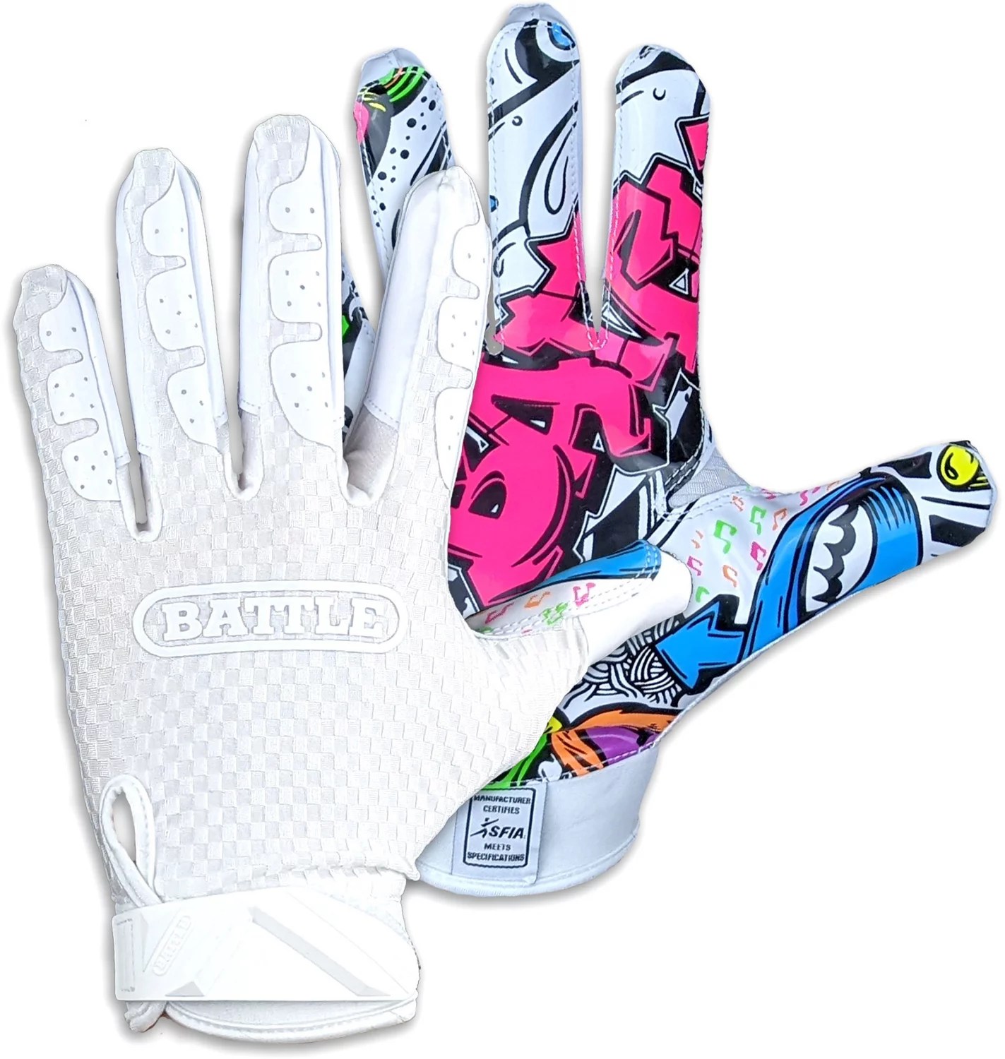 Battle Adults' Triple Threat Graffiti Football Gloves Academy