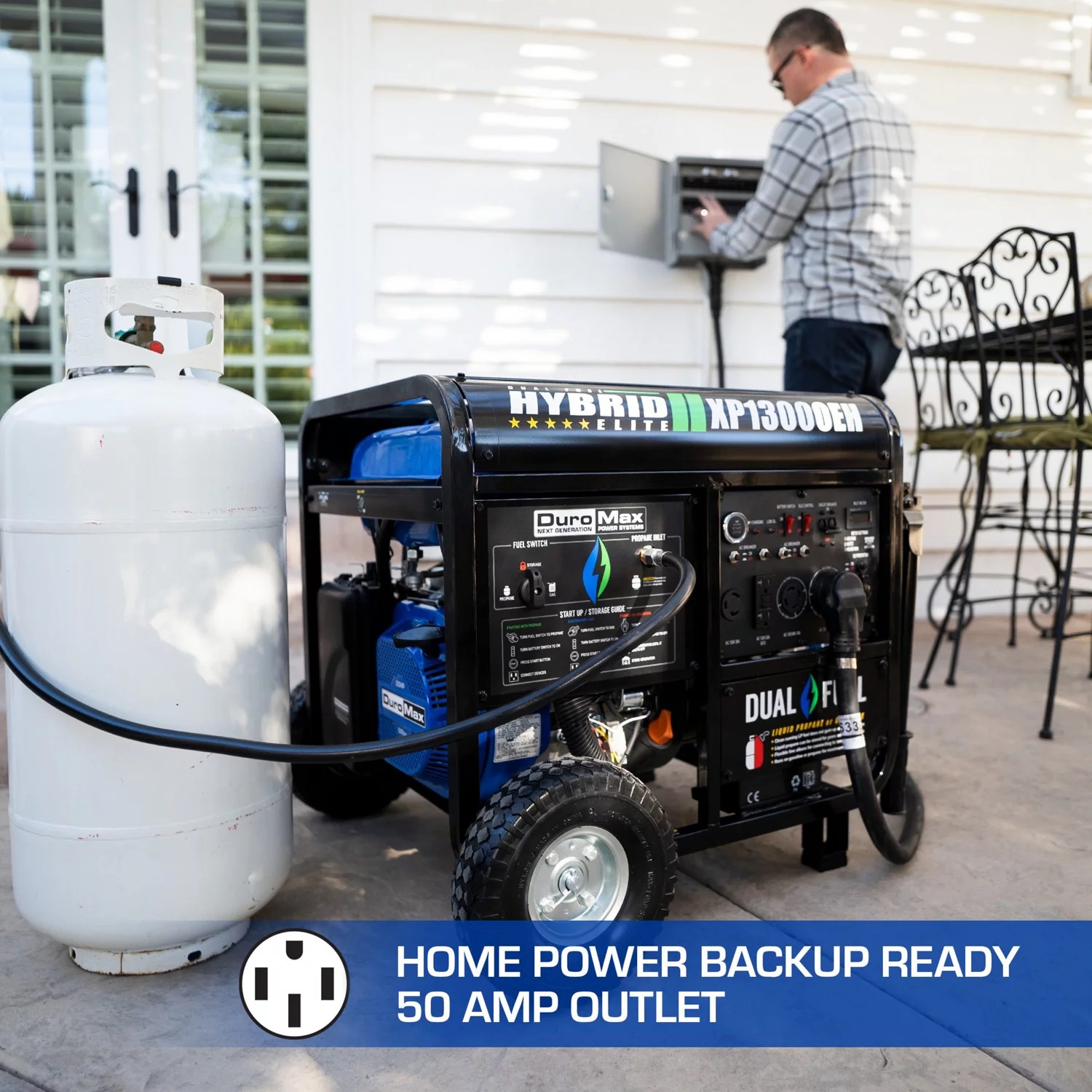 DuroMax 13,000 W 500cc Dual Fuel Portable Generator Academy