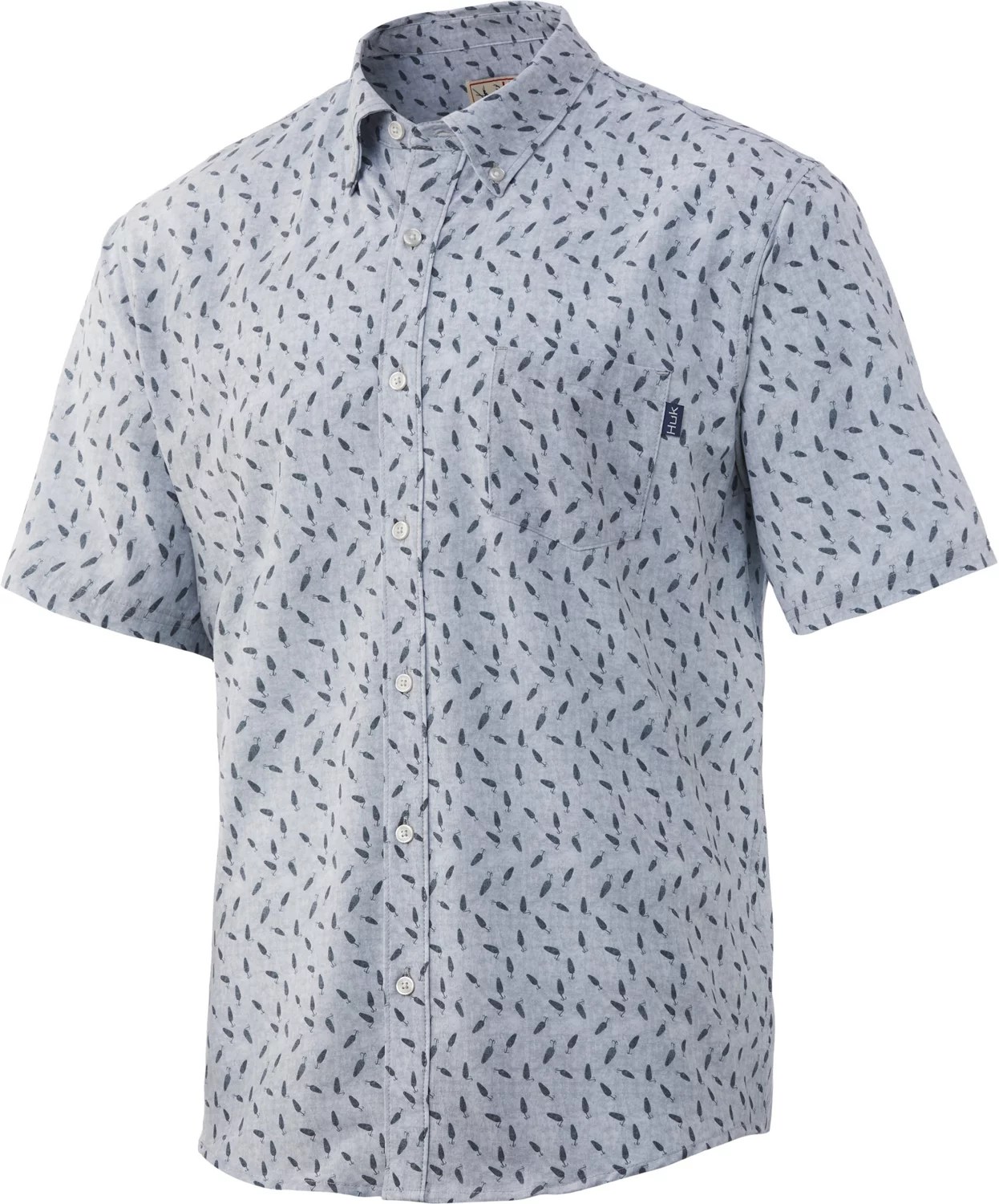 Huk Men's Kona Lure Splash Short Sleeve Button Down Shirt Academy