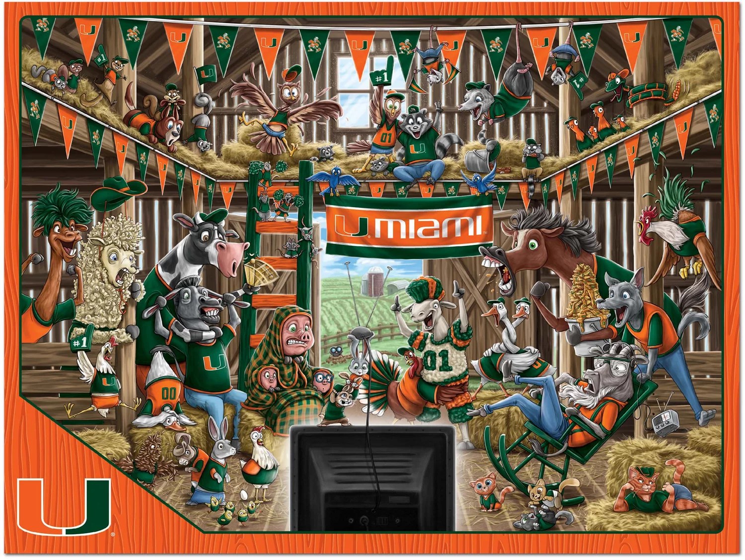 YouTheFan University of Miami Barnyard Fans 500Piece Puzzle Academy