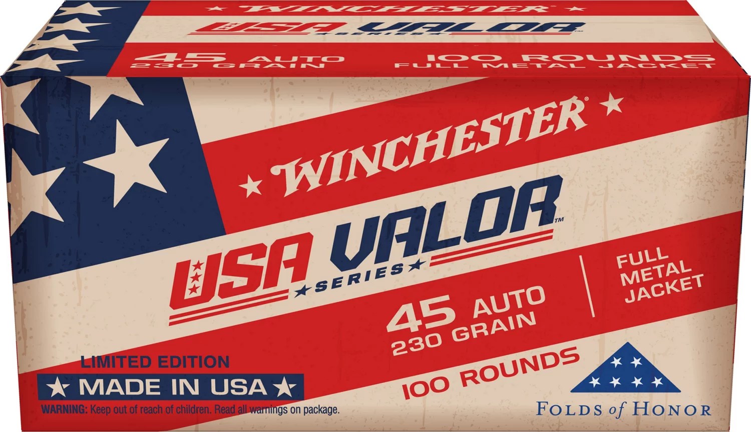 Winchester USA Valor 45Auto FMJ 230Grain FMJ Ammunition 100 rounds