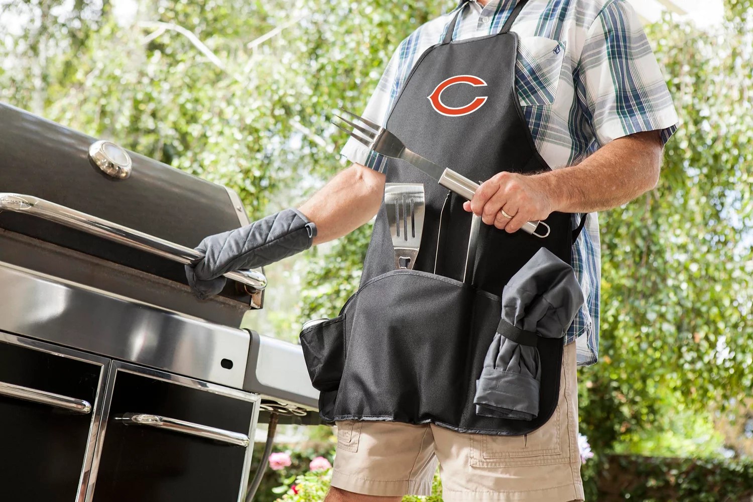 Picnic Time Chicago Bears BBQ Apron Tote Pro Grill Set Academy