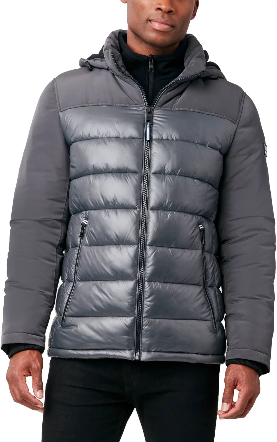 Nautica Men's Mixed Media Puffer Jacket Academy