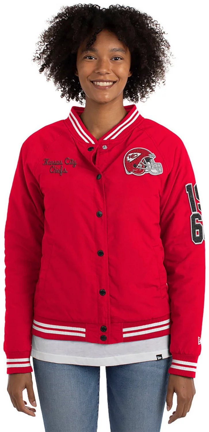 New Era Women's Kansas City Chiefs Nylon Snap Front Knit Trim Jacket