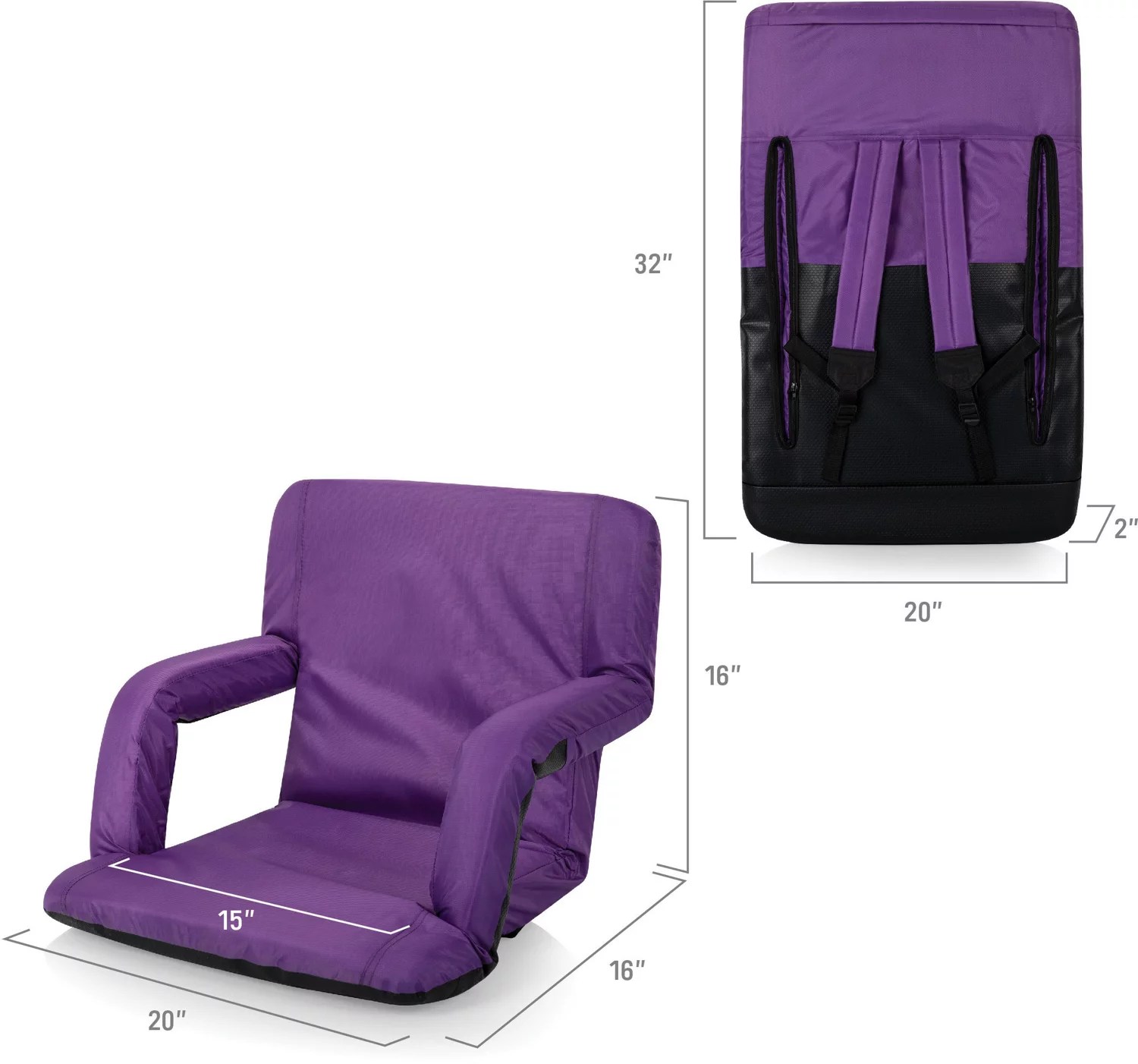 Picnic Time Ventura Portable Reclining Stadium Seat Academy