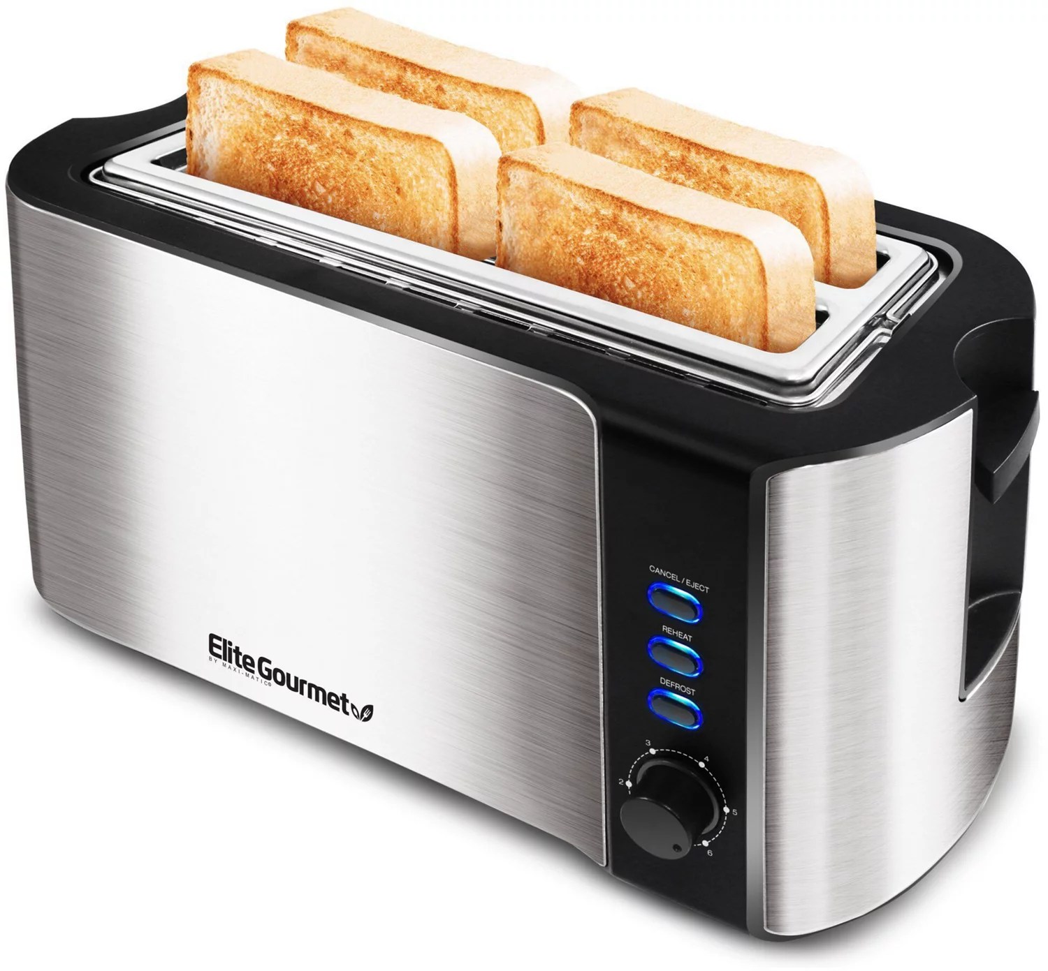 Elite Gourmet 4Slice StainlessSteel Long Slot Toaster Academy