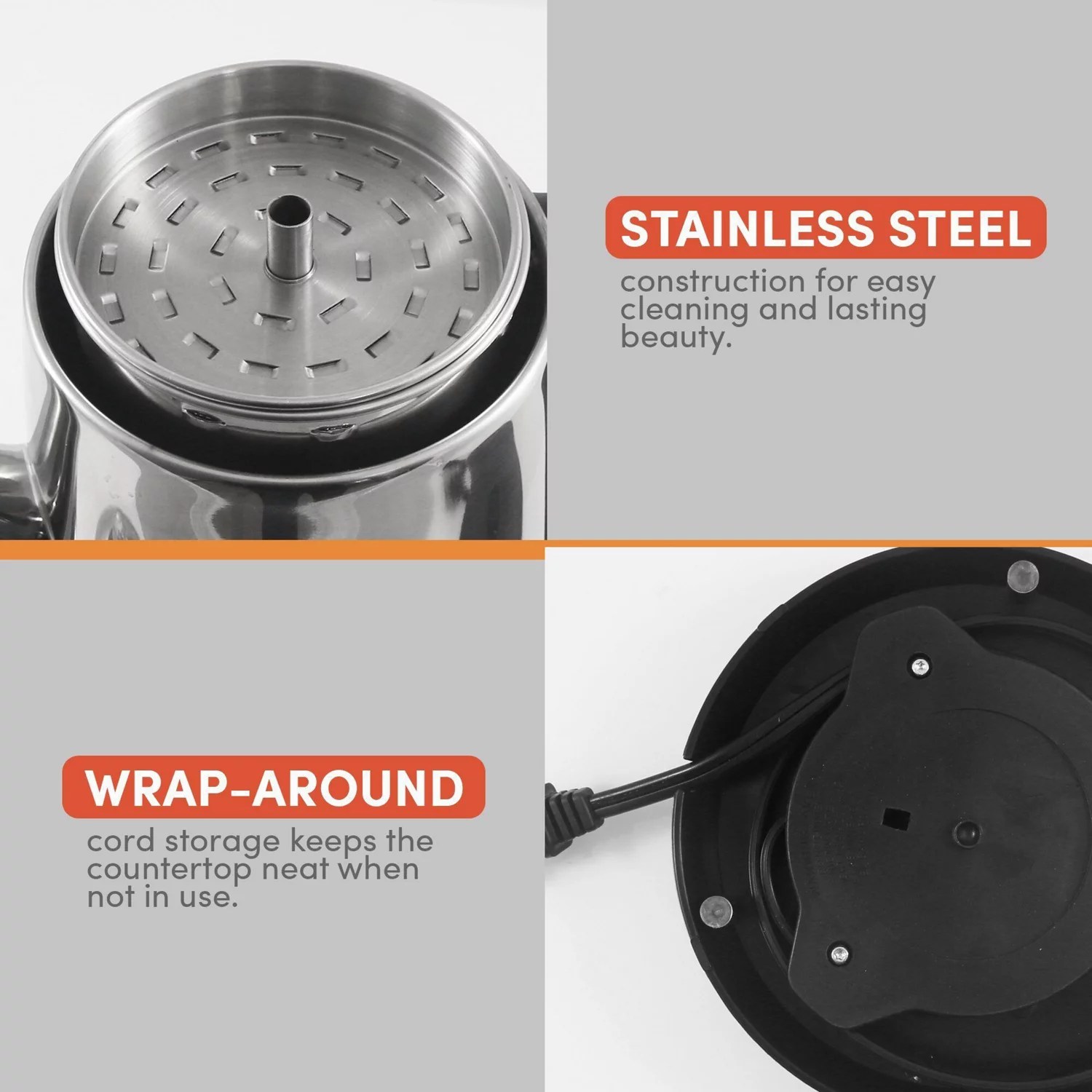 Elite Gourmet 12 Cup Stainless Steel Electric Coffee Percolator | Academy