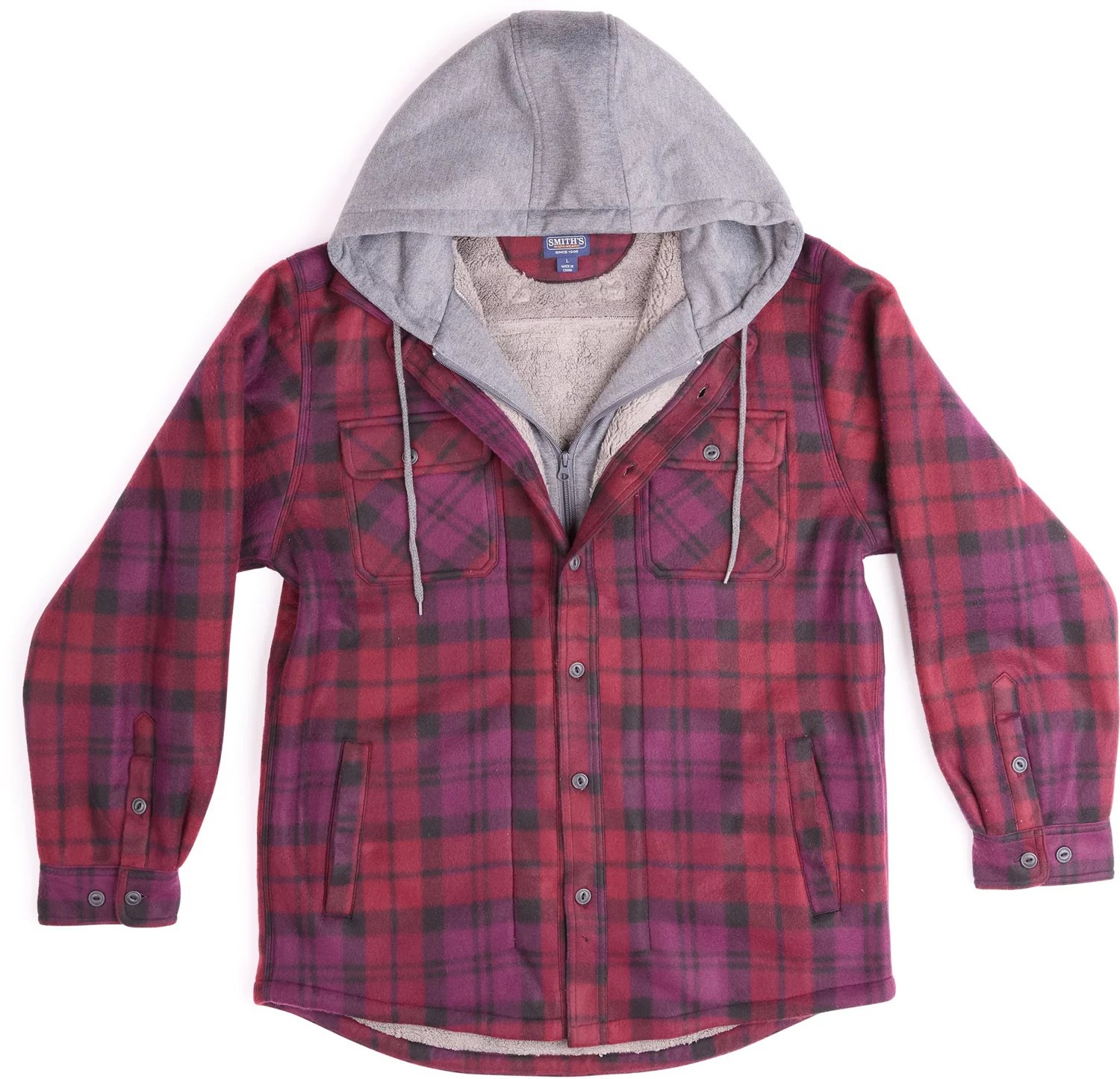 Smith's Workwear Men's Sherpa Lined Microfleece Shirt Jacket Academy