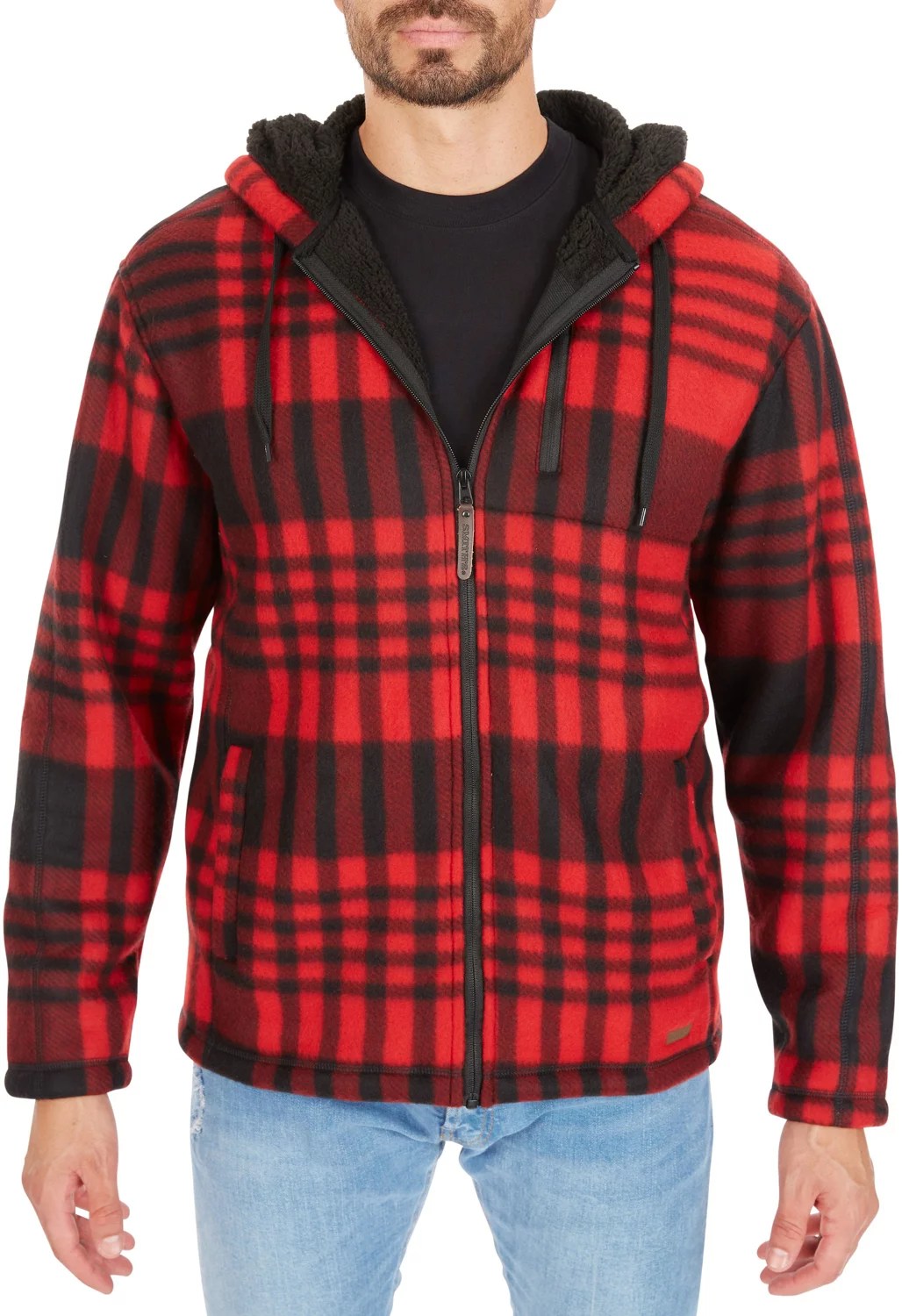 Smith's Workwear Men's ButterSherpa Lined Plaid Polar Fleece Full Zip