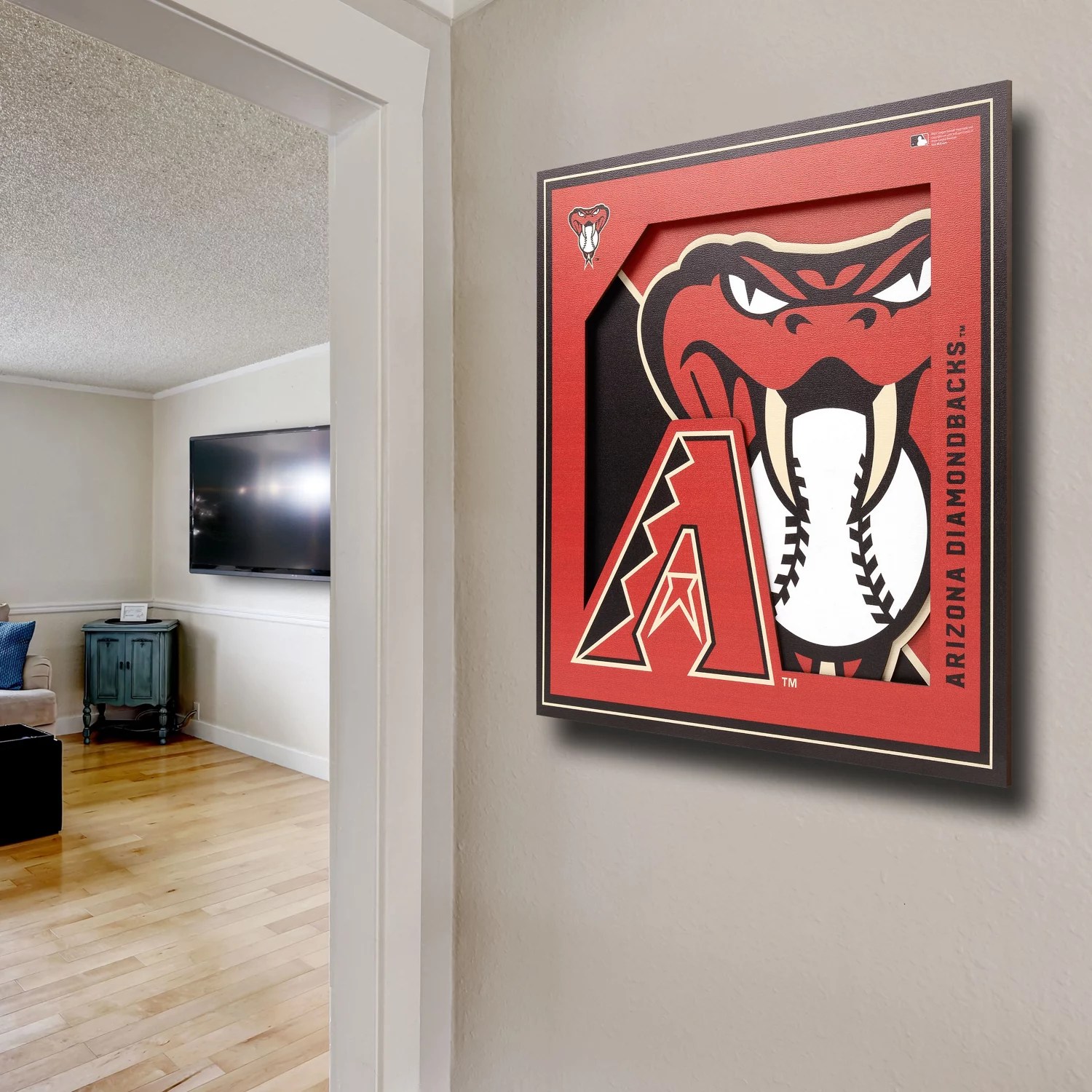 YouTheFan Arizona Diamondbacks 3D Logo Series 12 in x 12 in Wall Art