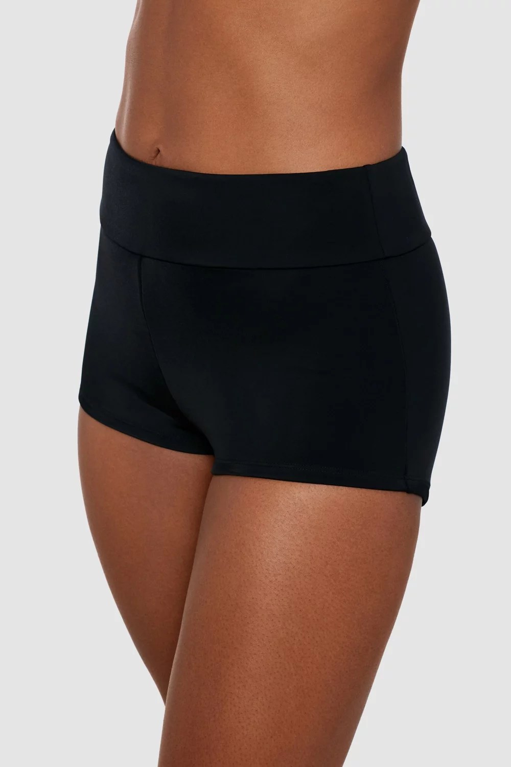 Freely Women's Solid Banded HighWaisted Swim Boy Shorts Academy