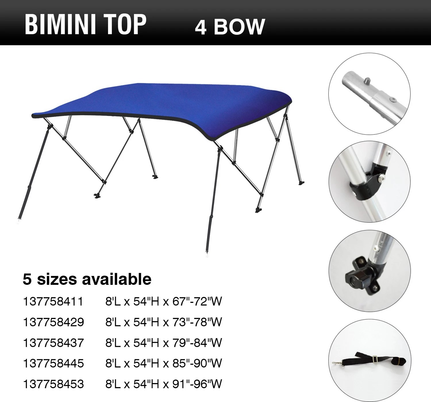 Leader Accessories 4Bow Bimini Top Academy