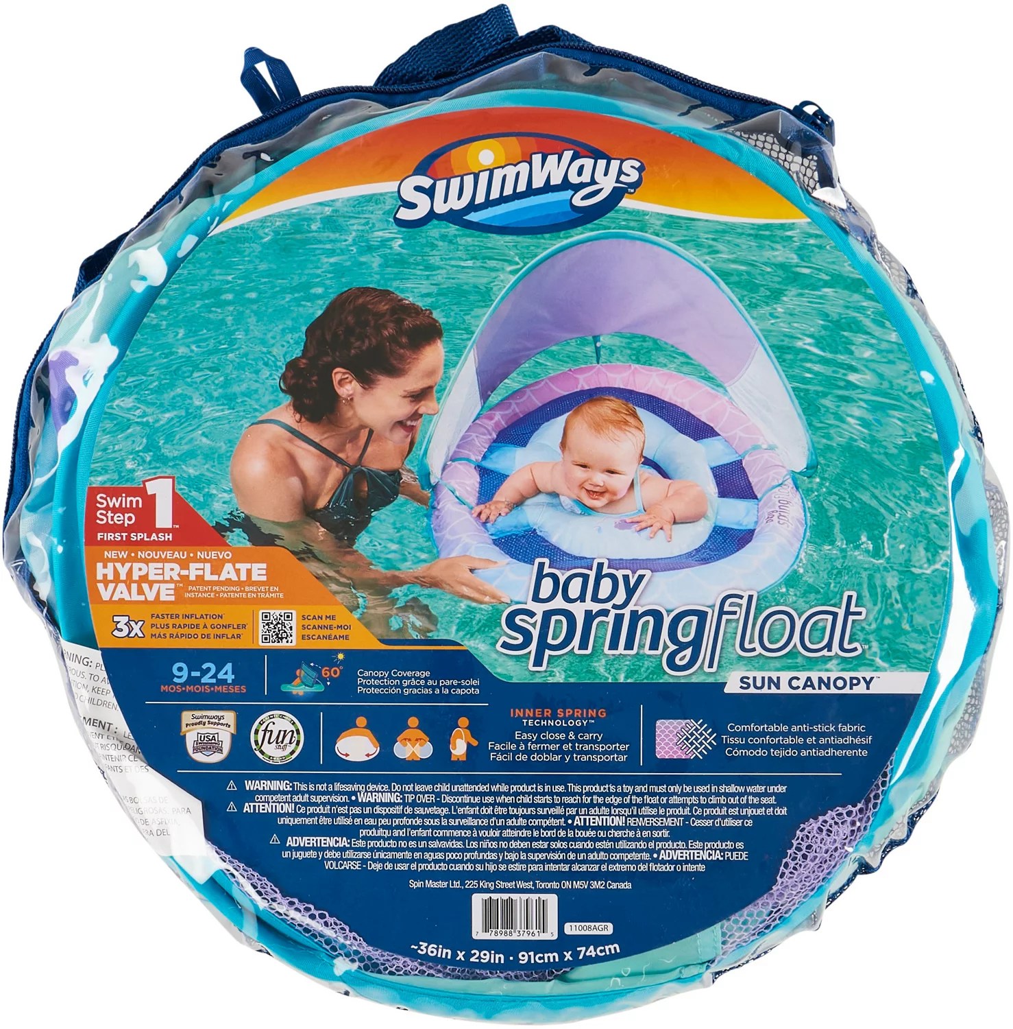 SwimWays Baby Spring Float with Sun Canopy Academy