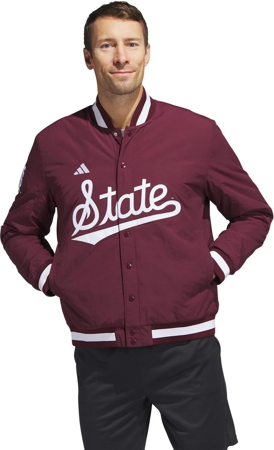 adidas Men's Mississippi State University Baseball Coaches Jacket Academy