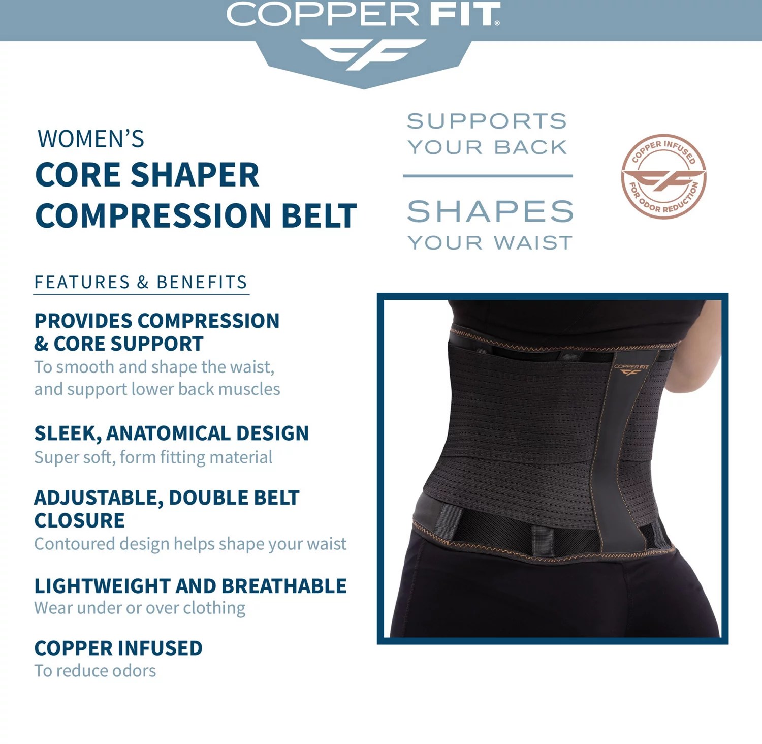 Copper Fit Copper Infused Core Shaper Free Shipping at Academy