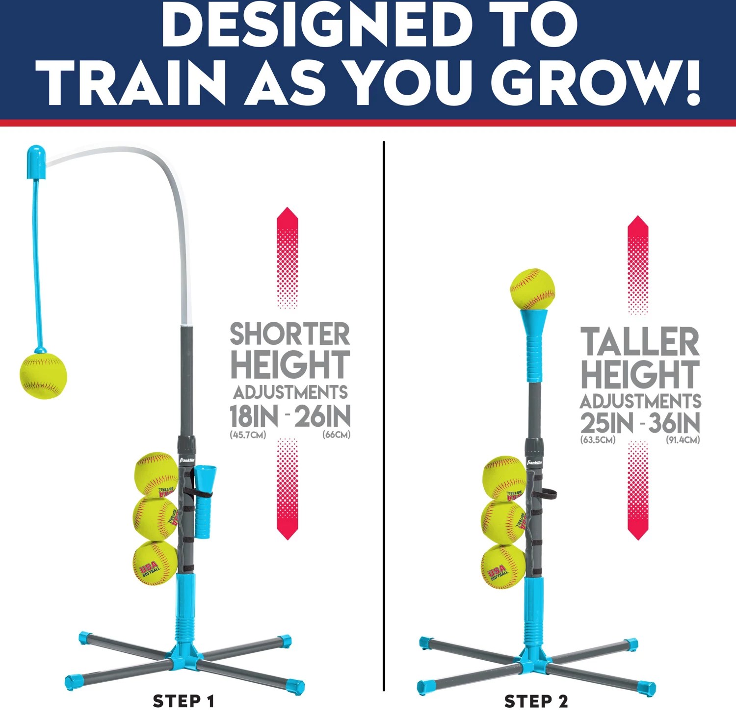 Franklin Kids' USA Softball 2in1 GrowwithMe Batting Tee Academy