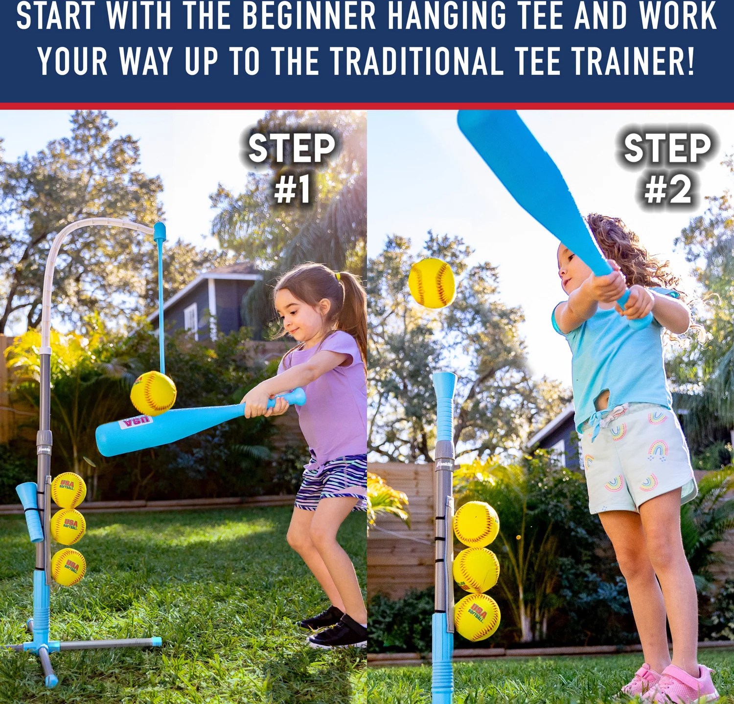 Franklin Kids' USA Softball 2in1 GrowwithMe Batting Tee Academy